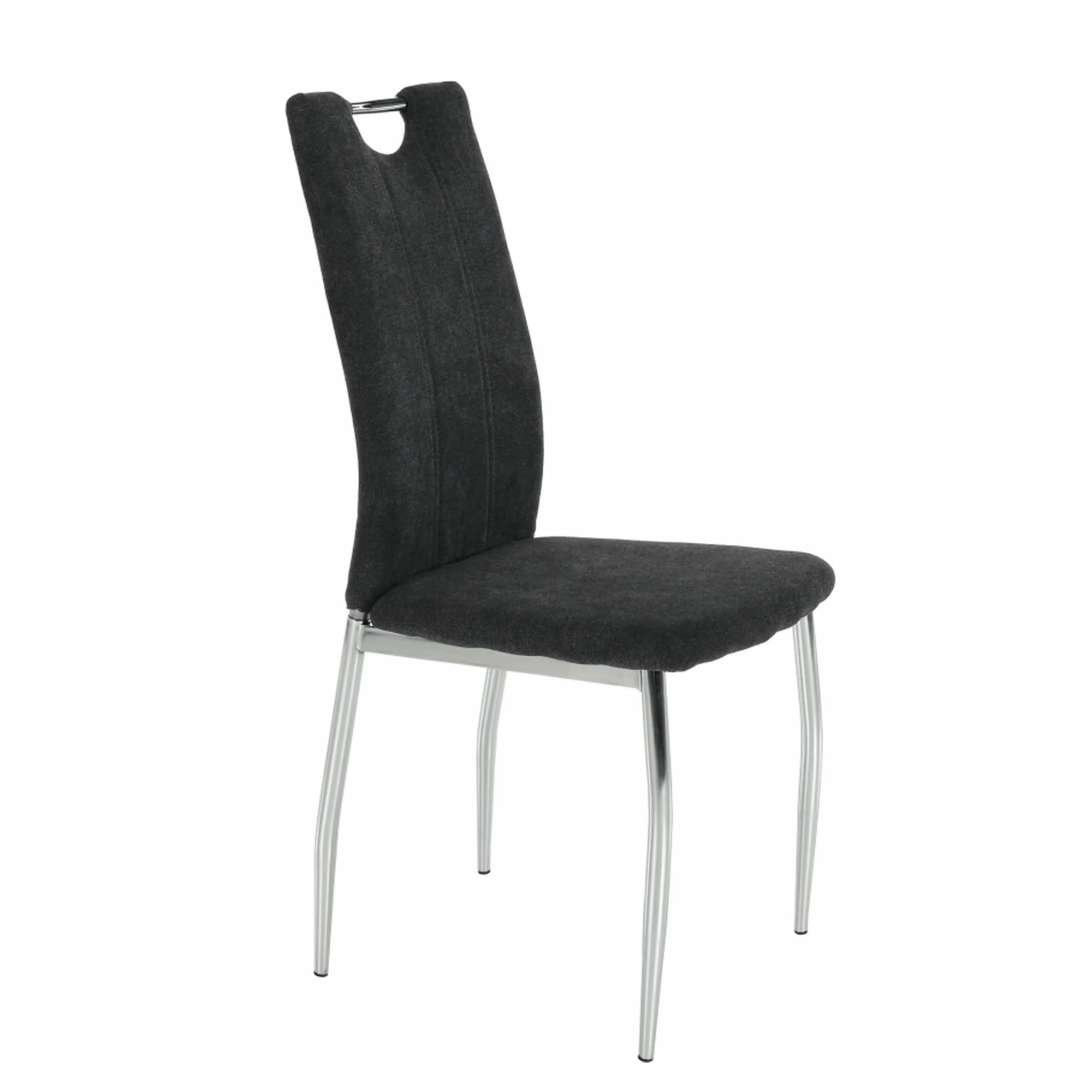 Scaun OLIVA NEW, gri maroniu/crom, textil/metal, 42x52x97 cm
