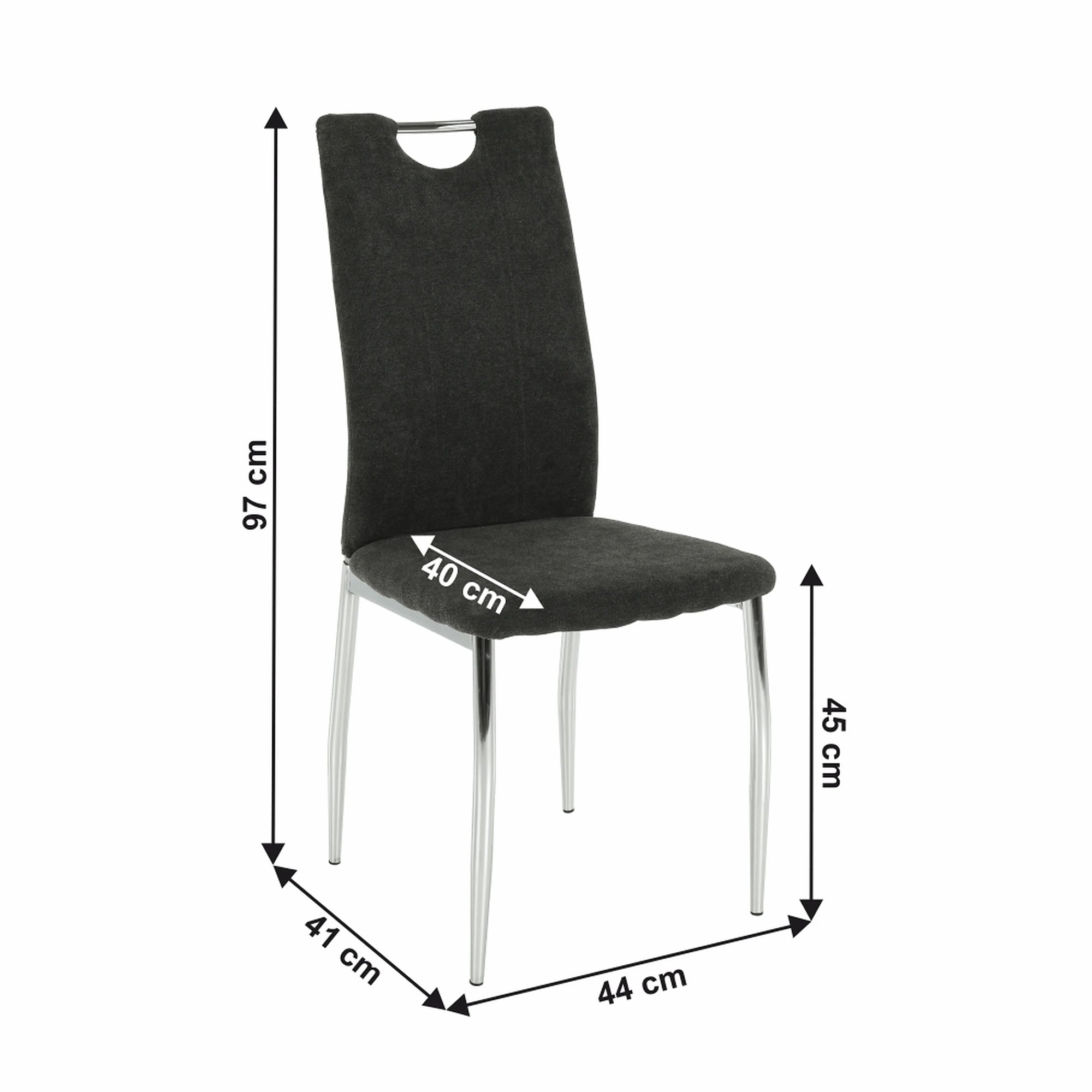 Scaun OLIVA NEW, gri maroniu/crom, textil/metal, 42x52x97 cm