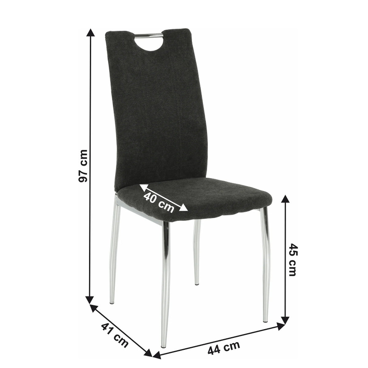 Scaun OLIVA NEW, gri maroniu/crom, textil/metal, 42x52x97 cm