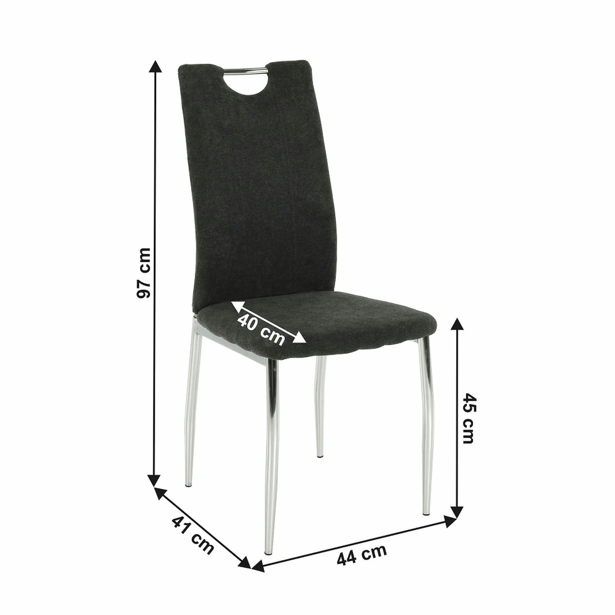Scaun OLIVA NEW, gri maroniu/crom, textil/metal, 42x52x97 cm