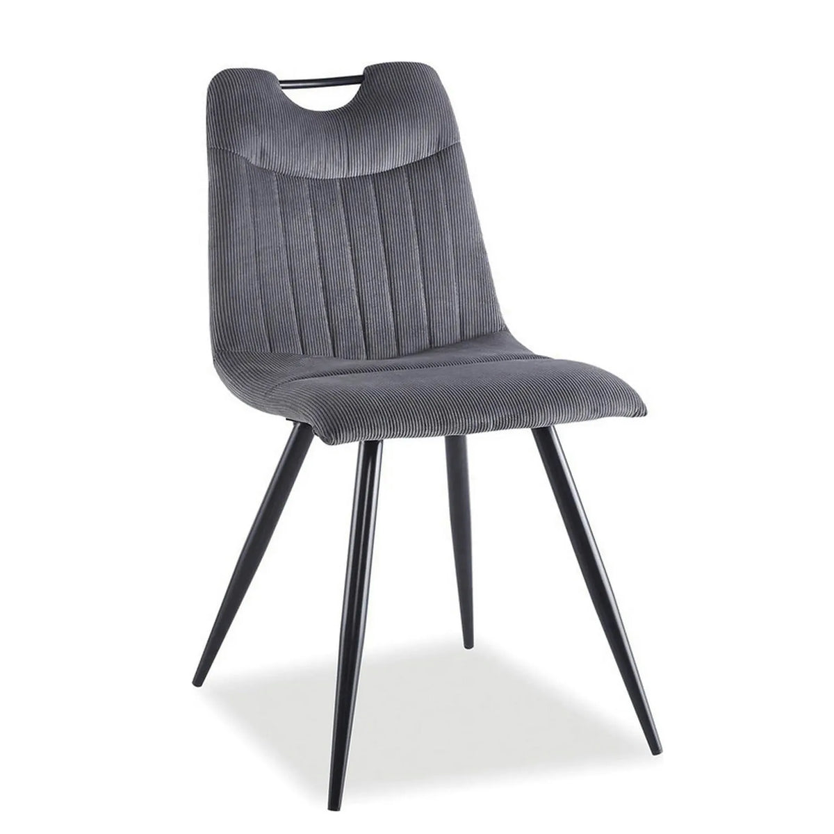Scaun ORFE, gri/negru, stofa raiata/metal, 45x40x86 cm