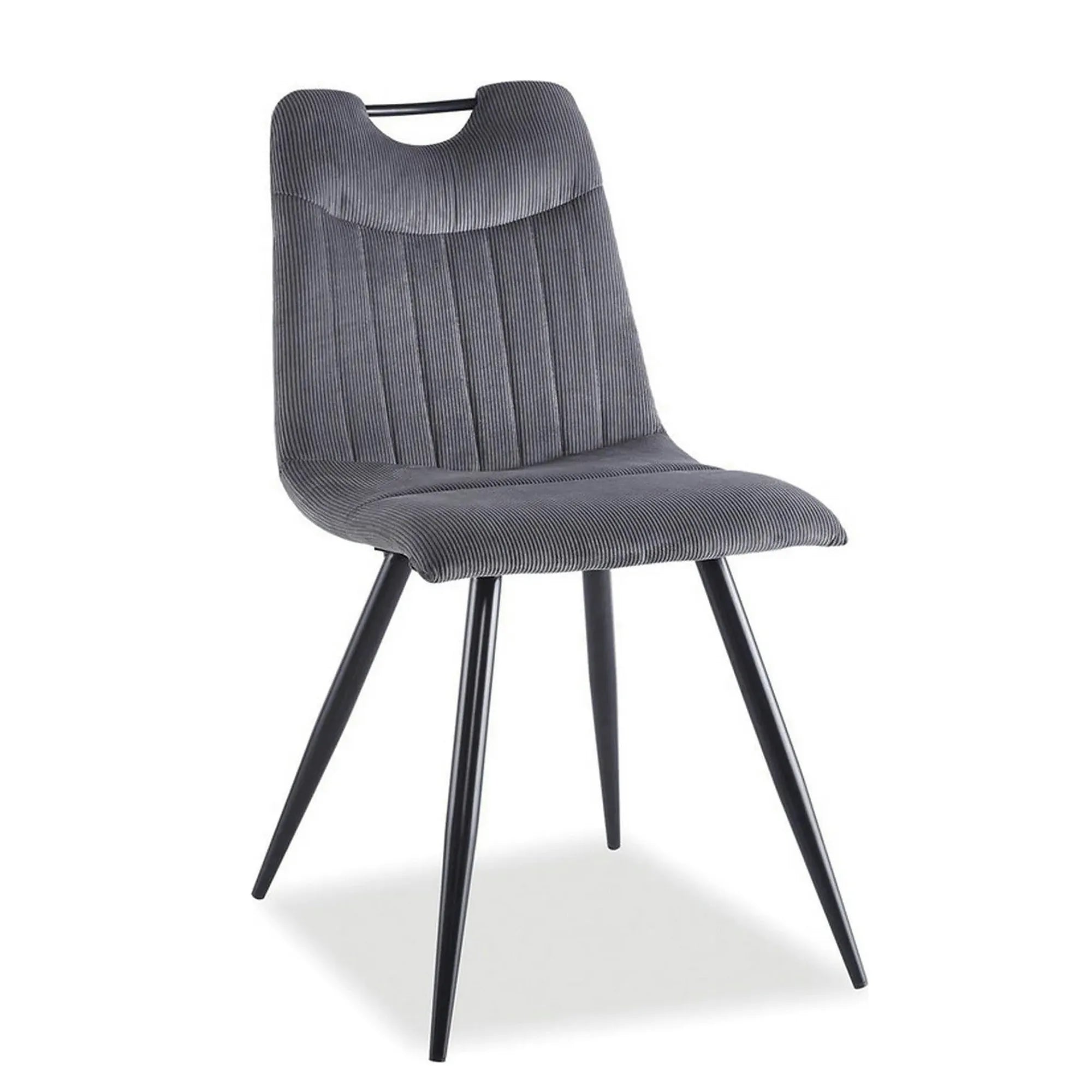 Scaun ORFE, gri/negru, stofa raiata/metal, 45x40x86 cm