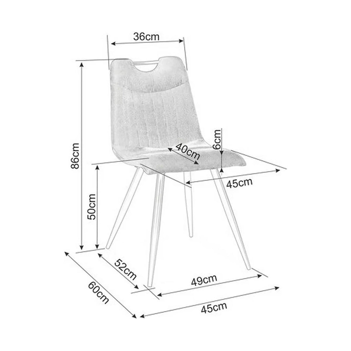 Scaun ORFE, gri/negru, stofa raiata/metal, 45x40x86 cm