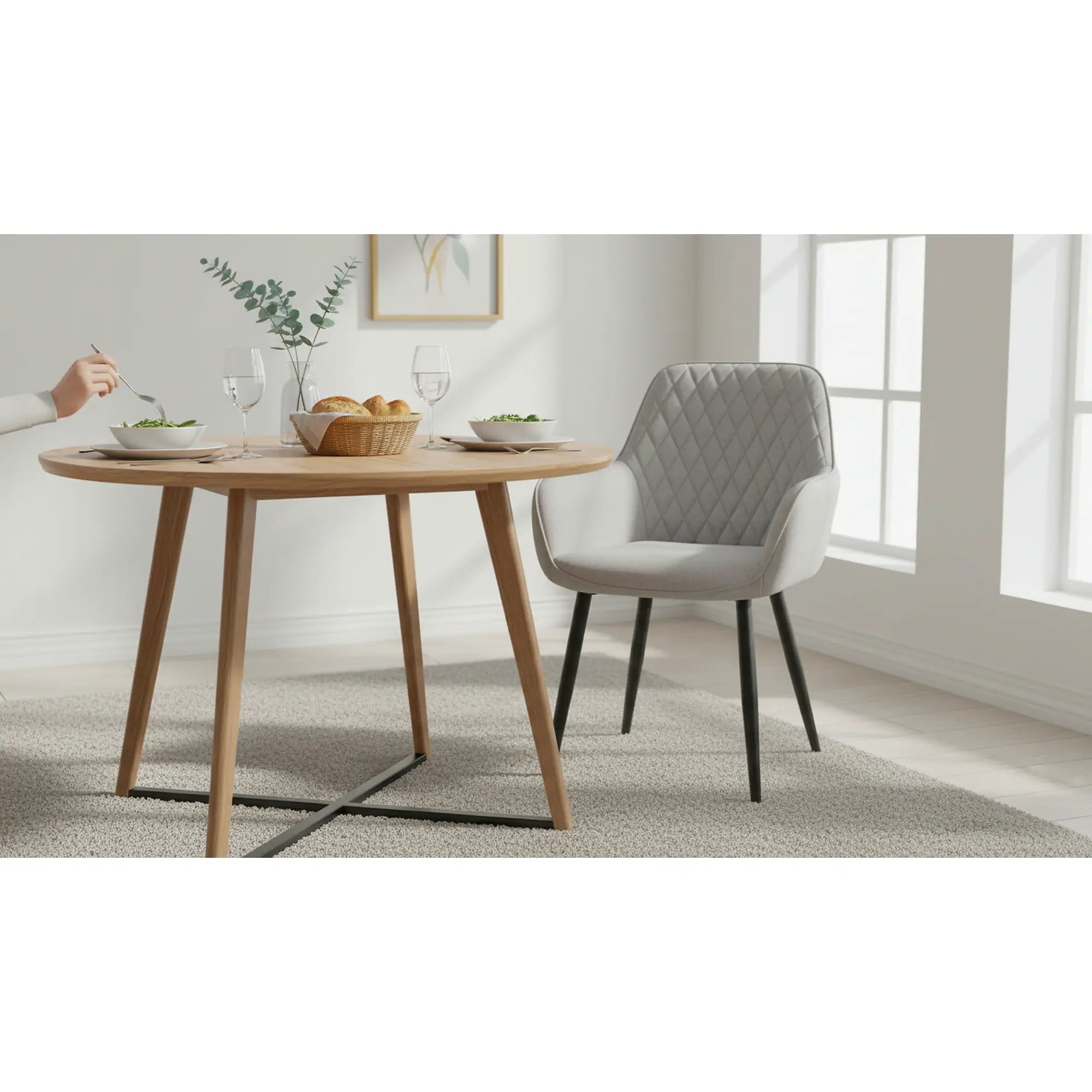 Scaun OSKOR, stofa clasica gri deschis - Nea 03, 56x59x84 cm
