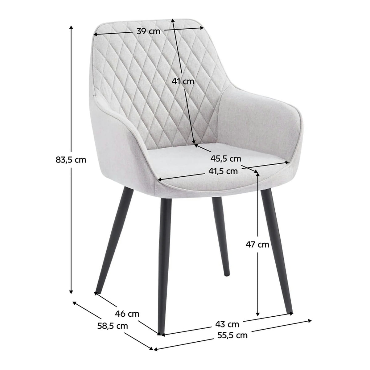 Scaun OSKOR, stofa clasica gri deschis - Nea 03, 56x59x84 cm