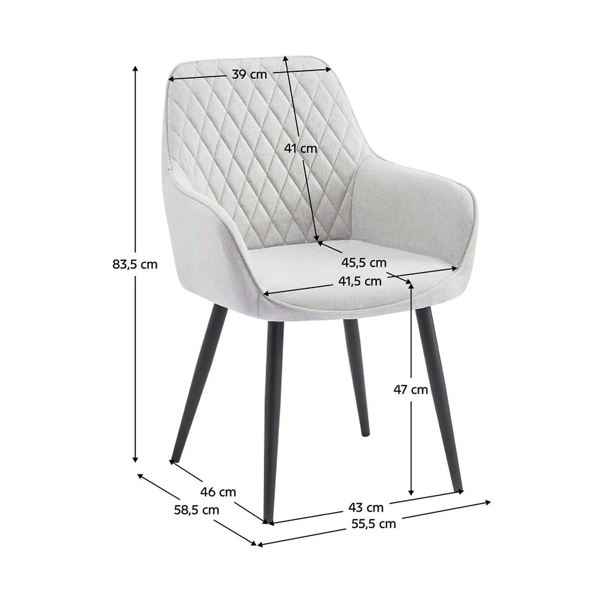 Scaun OSKOR, stofa clasica gri deschis - Nea 03, 56x59x84 cm