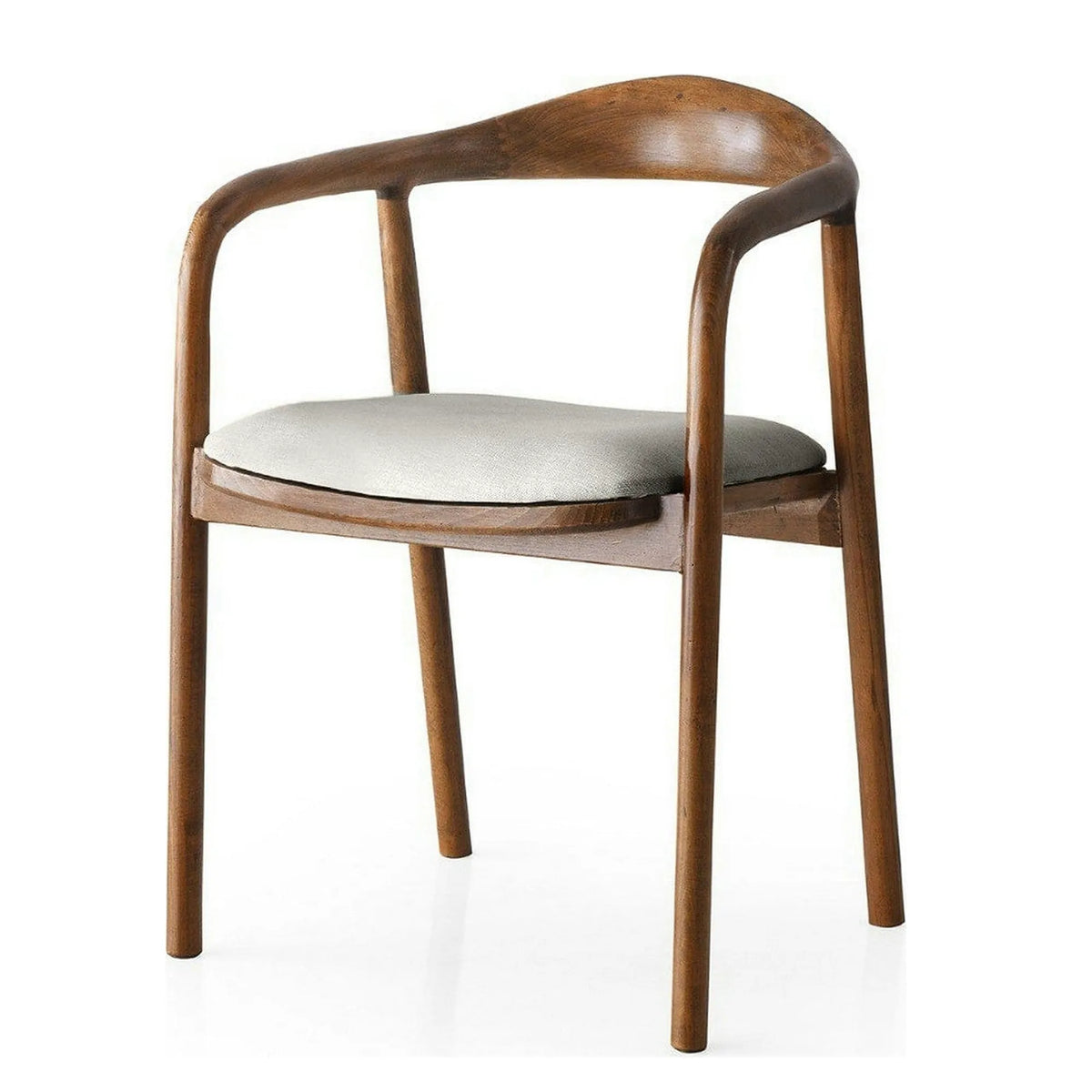 Scaun PA-027, crem/nuc, stofa catifelata/lemn, 52x51x77 cm