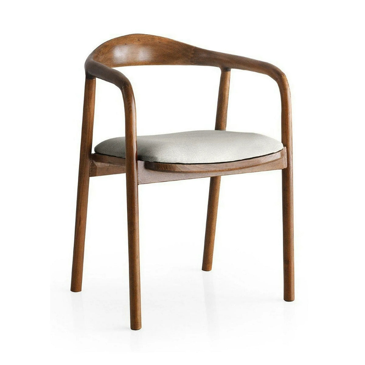 Scaun PA-027, crem/nuc, stofa catifelata/lemn, 52x51x77 cm
