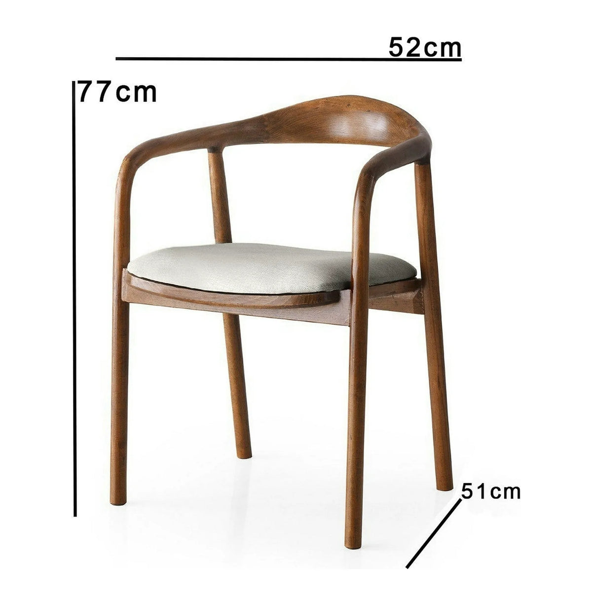 Scaun PA-027, crem/nuc, stofa catifelata/lemn, 52x51x77 cm