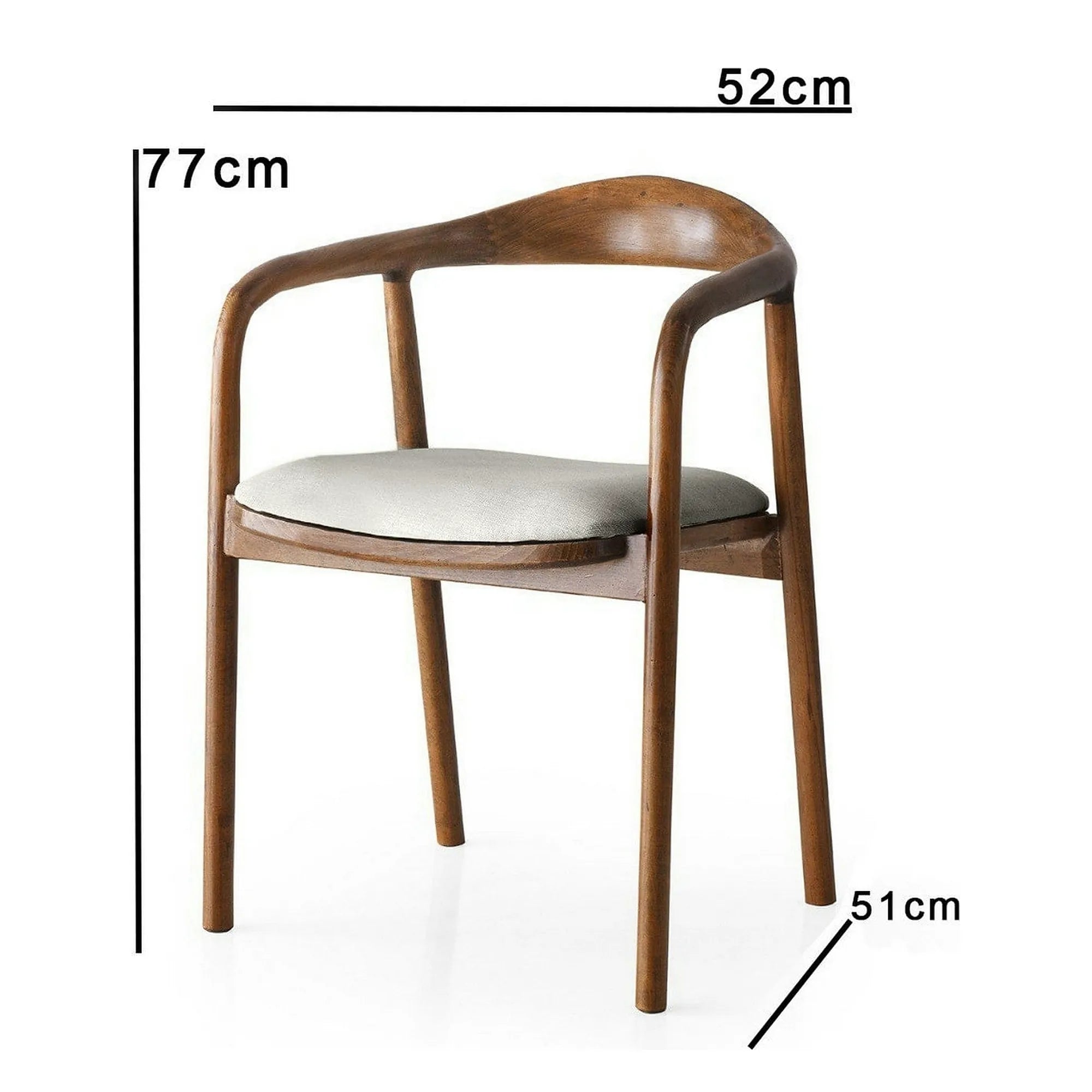 Scaun PA-027, crem/nuc, stofa catifelata/lemn, 52x51x77 cm