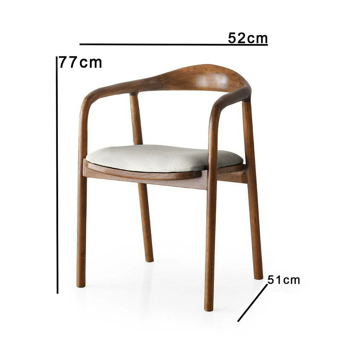 Scaun PA-027, crem/nuc, stofa catifelata/lemn, 52x51x77 cm