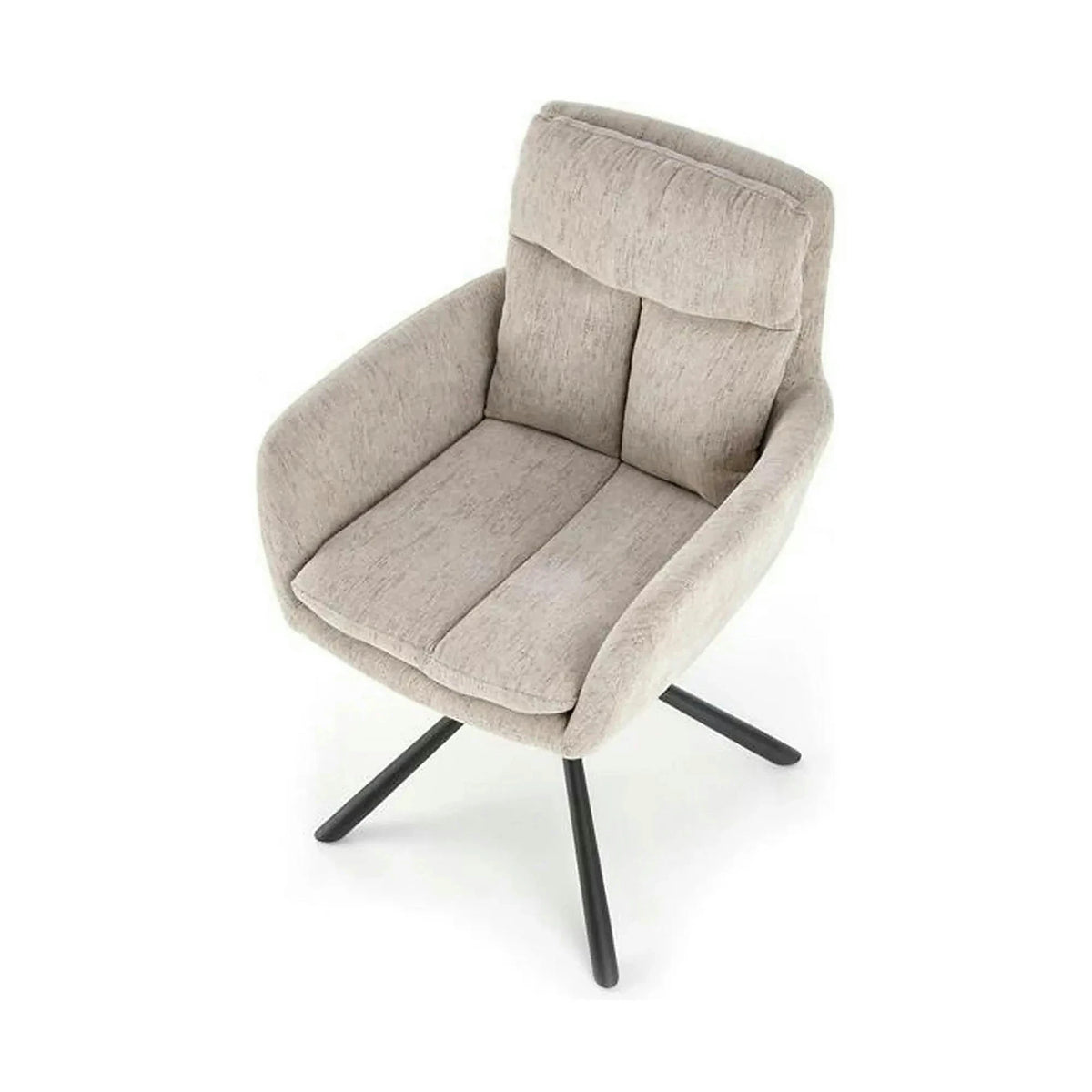 Scaun pentru living K495, bej/negru, stofa clasica/metal, 60x65x87 cm