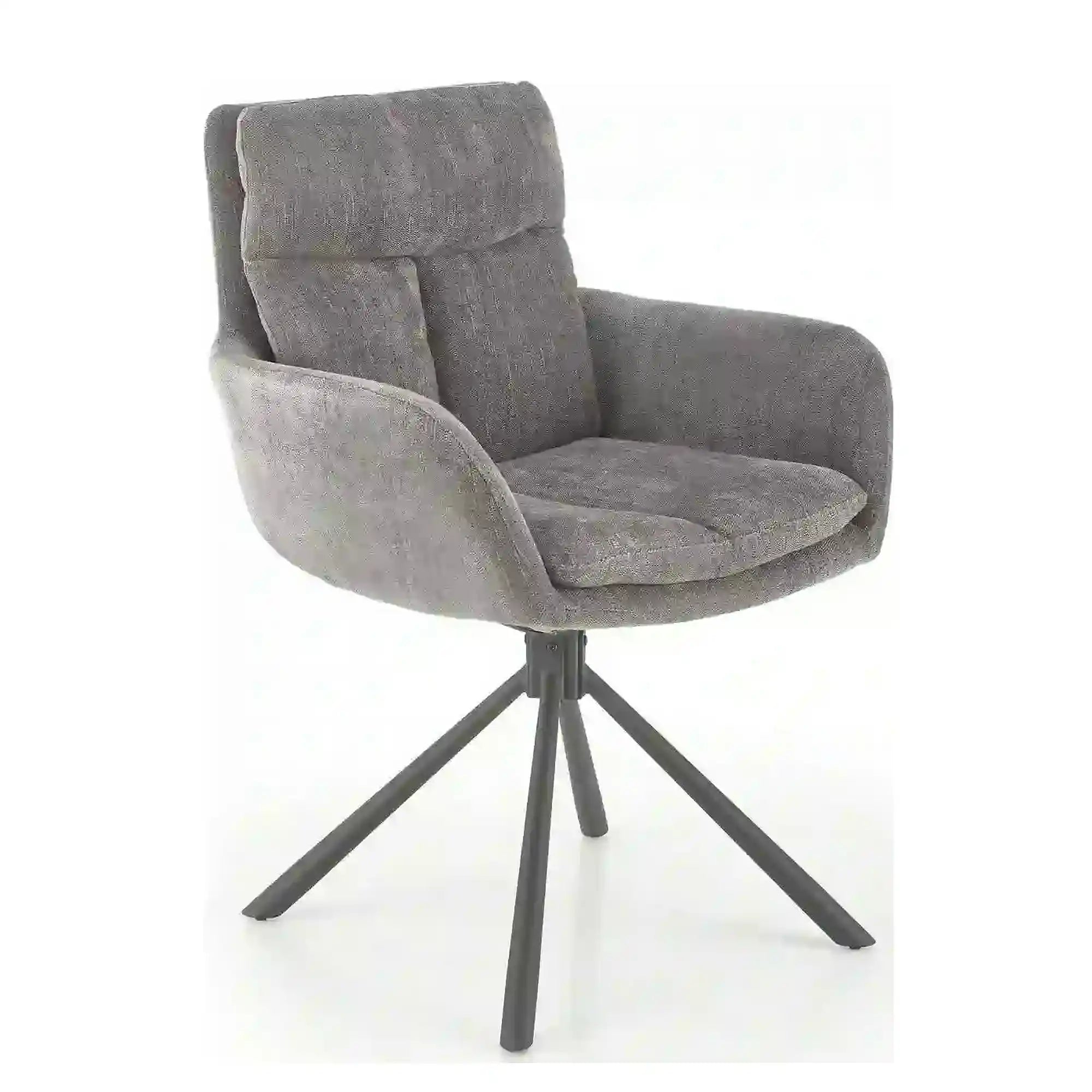Scaun pentru living K495, gri/negru, stofa clasica/metal, rotativ, 60x65x87 cm