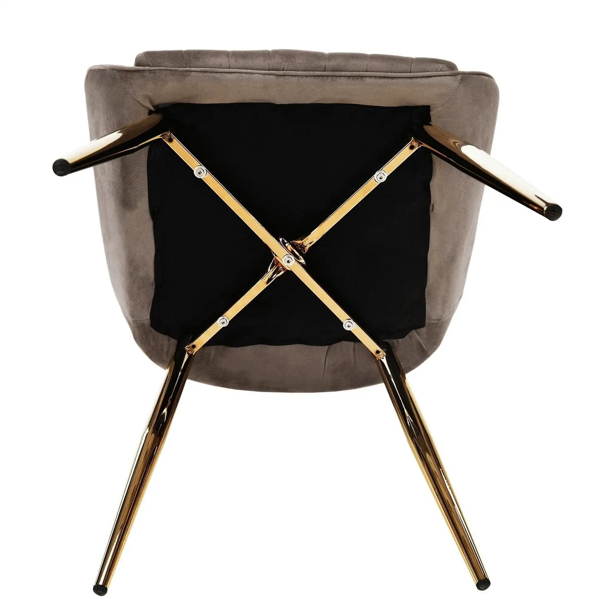 Scaun PERLIA, grej/auriu, metal/stofa catifelata, 56x62x89 cm