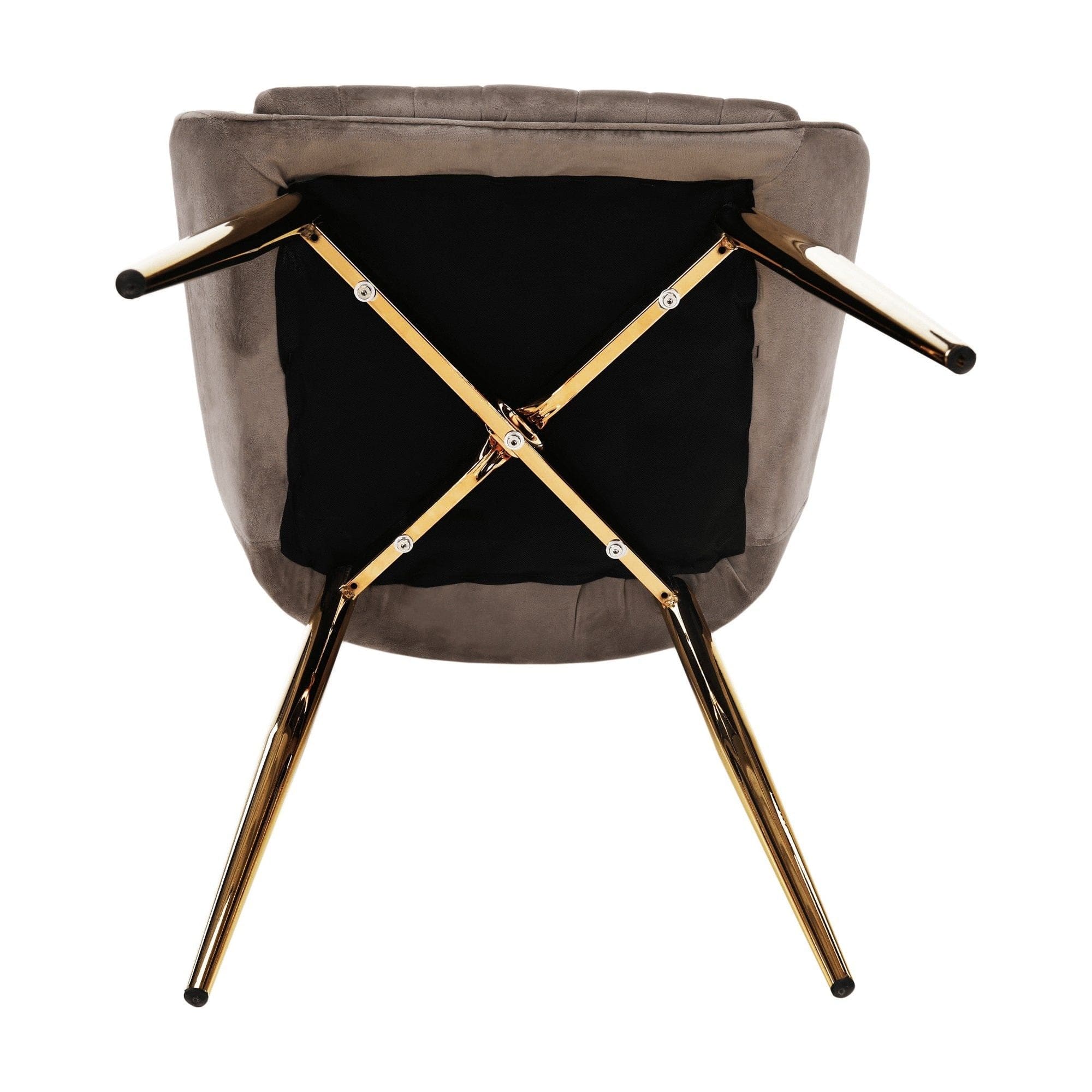 Scaun PERLIA, grej/auriu, metal/stofa catifelata, 56x62x89 cm