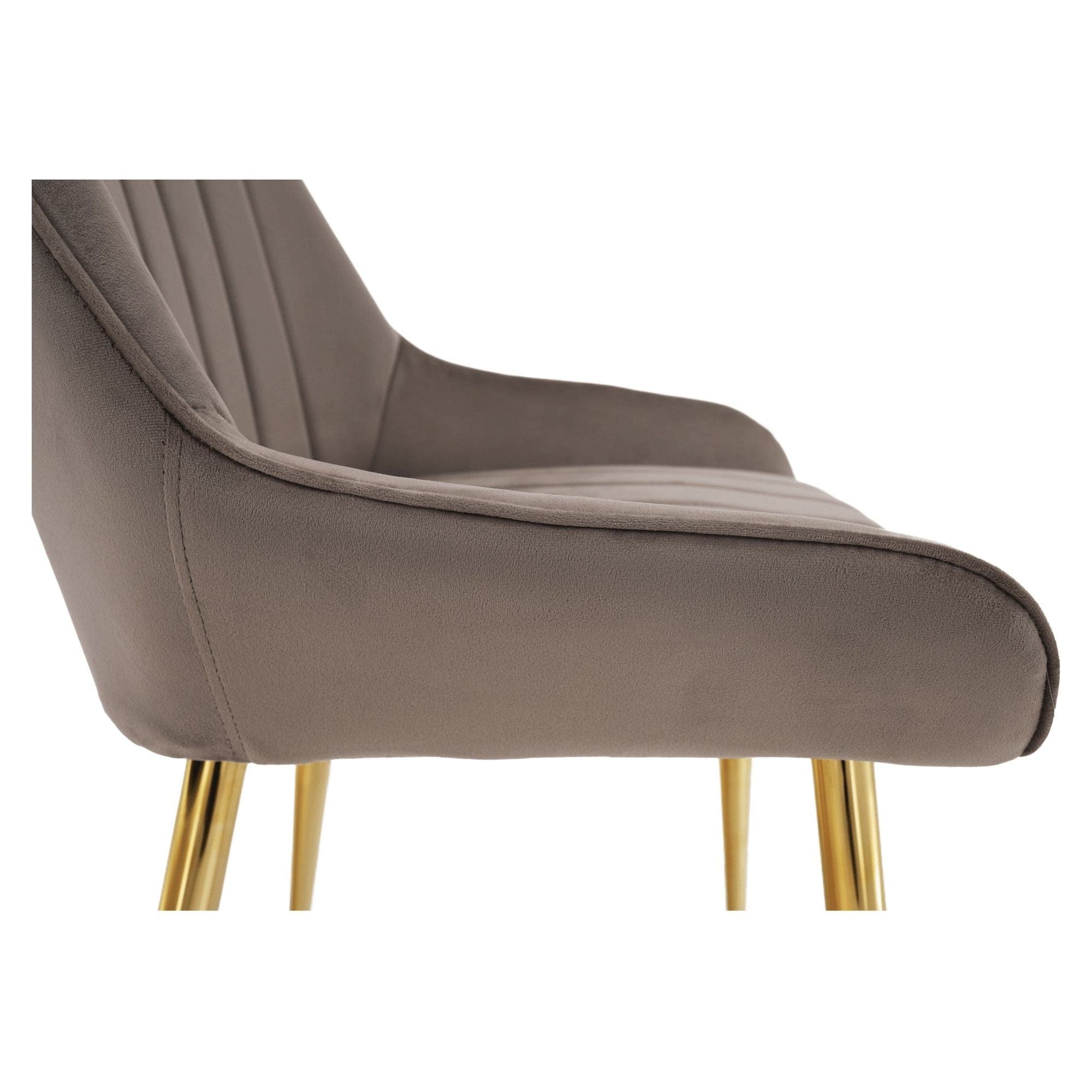 Scaun PERLIA, grej/auriu, metal/stofa catifelata, 56x62x89 cm