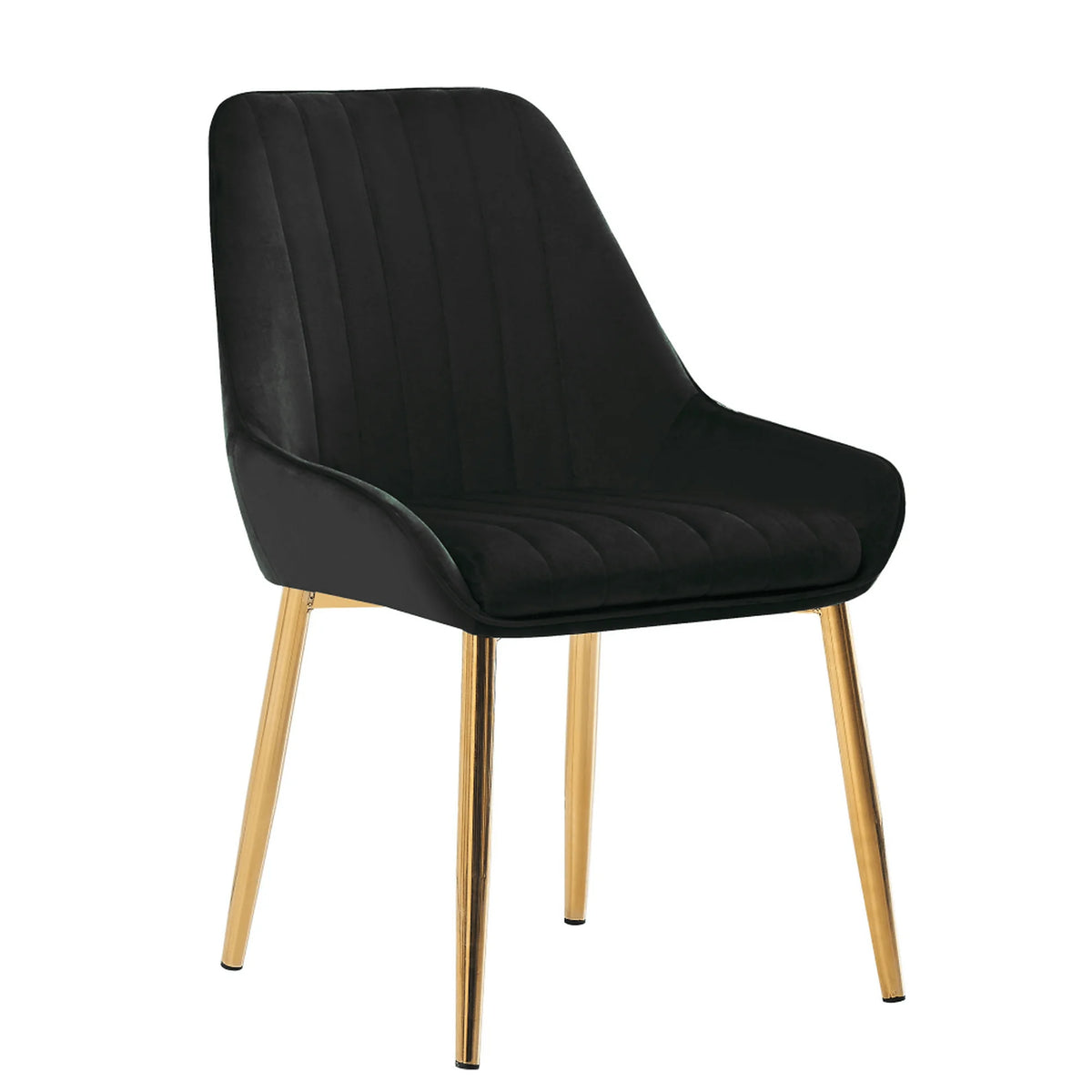 Scaun PERLIA, negru/auriu, stofa catifelata/metal, 56x62x89 cm