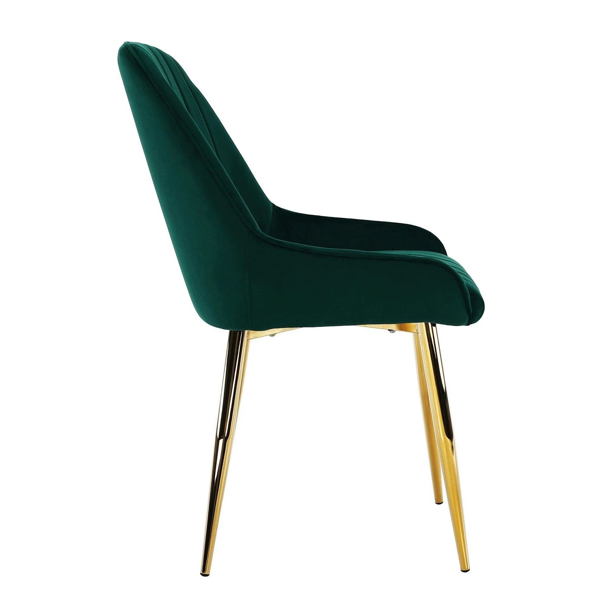 Scaun PERLIA, verde smarald, stofa catifelata/crom auriu, 56x62x89 cm