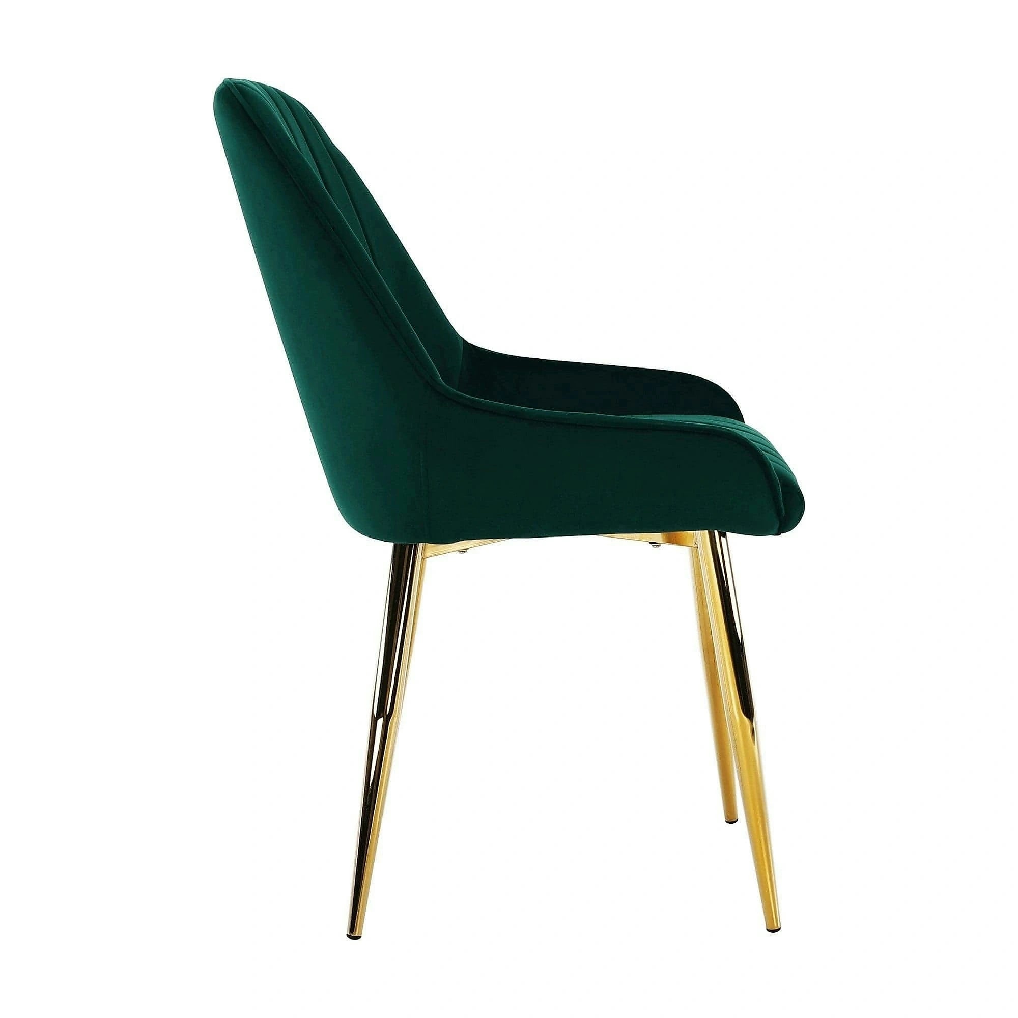 Scaun PERLIA, verde smarald, stofa catifelata/crom auriu, 56x62x89 cm