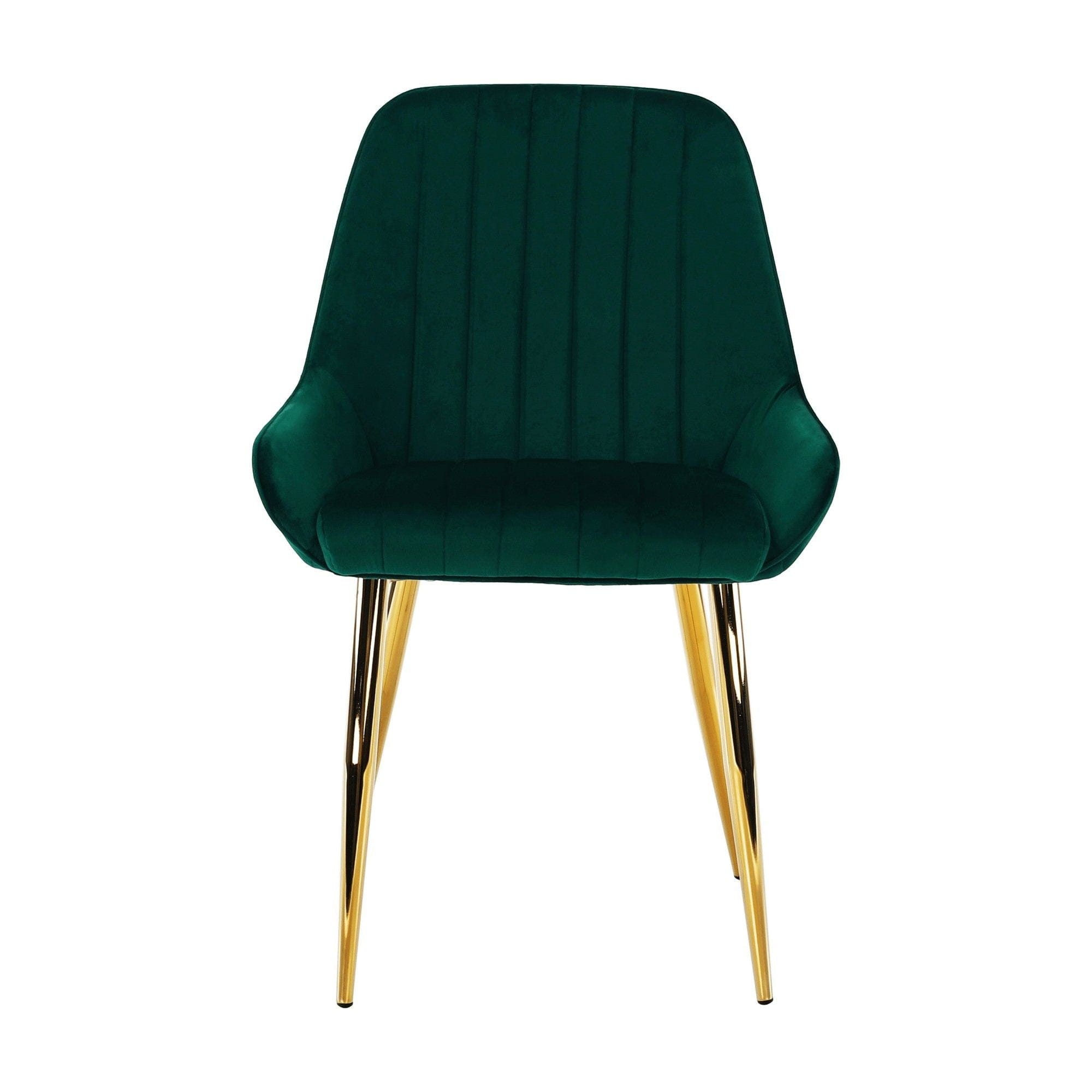 Scaun PERLIA, verde smarald, stofa catifelata/crom auriu, 56x62x89 cm