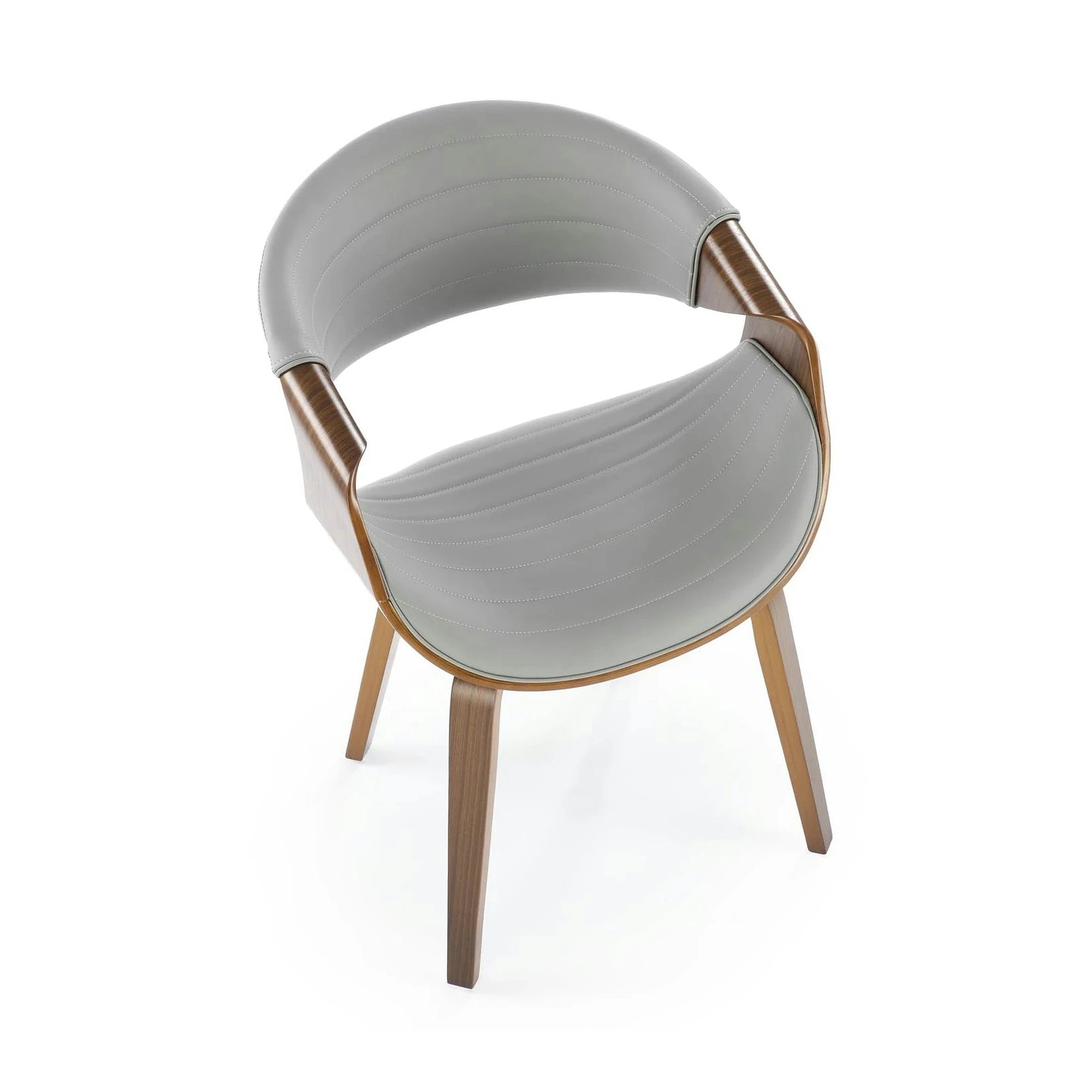 Scaun picioare lemn K544, gri/nuc, piele ecologica/placaj, 55x55x77 cm