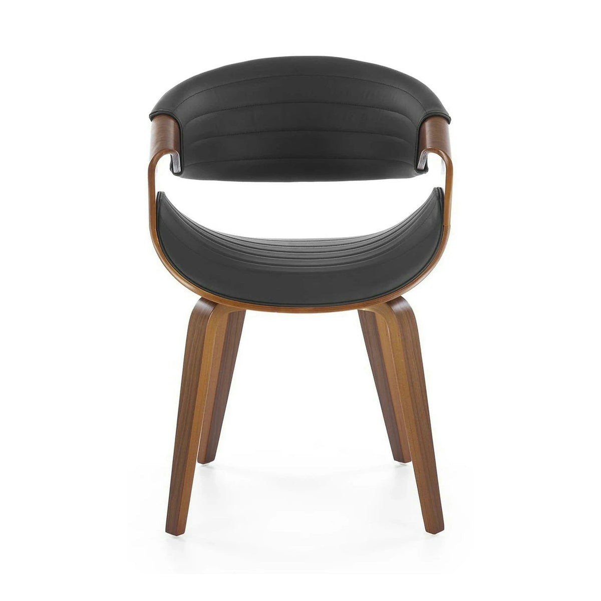 Scaun picioare lemn K544, negru/nuc, piele ecologica/placaj, 55x55x77 cm