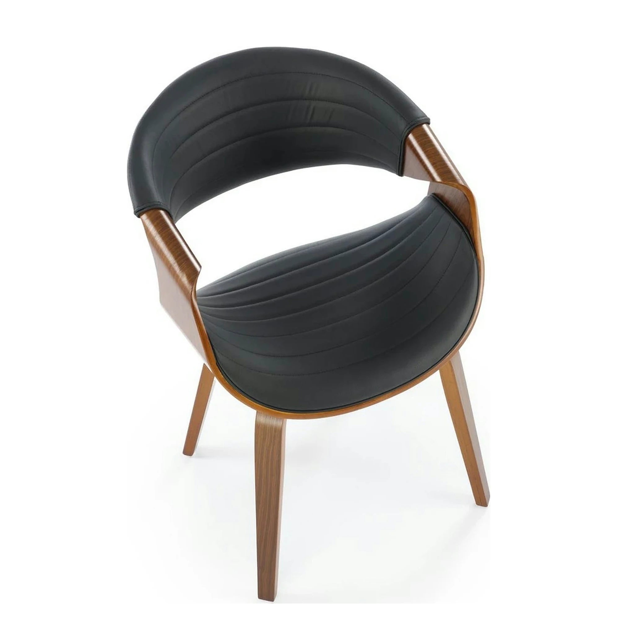 Scaun picioare lemn K544, negru/nuc, piele ecologica/placaj, 55x55x77 cm