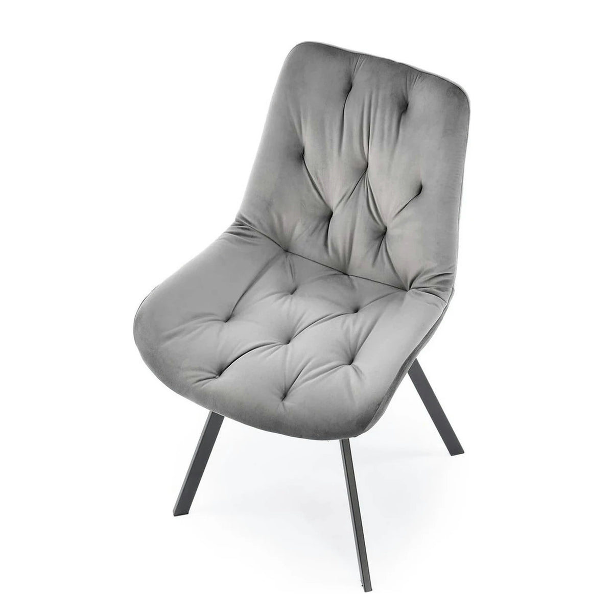 Scaun pivotant K519, gri, stofa catifelata/metal, 54x63x86 cm
