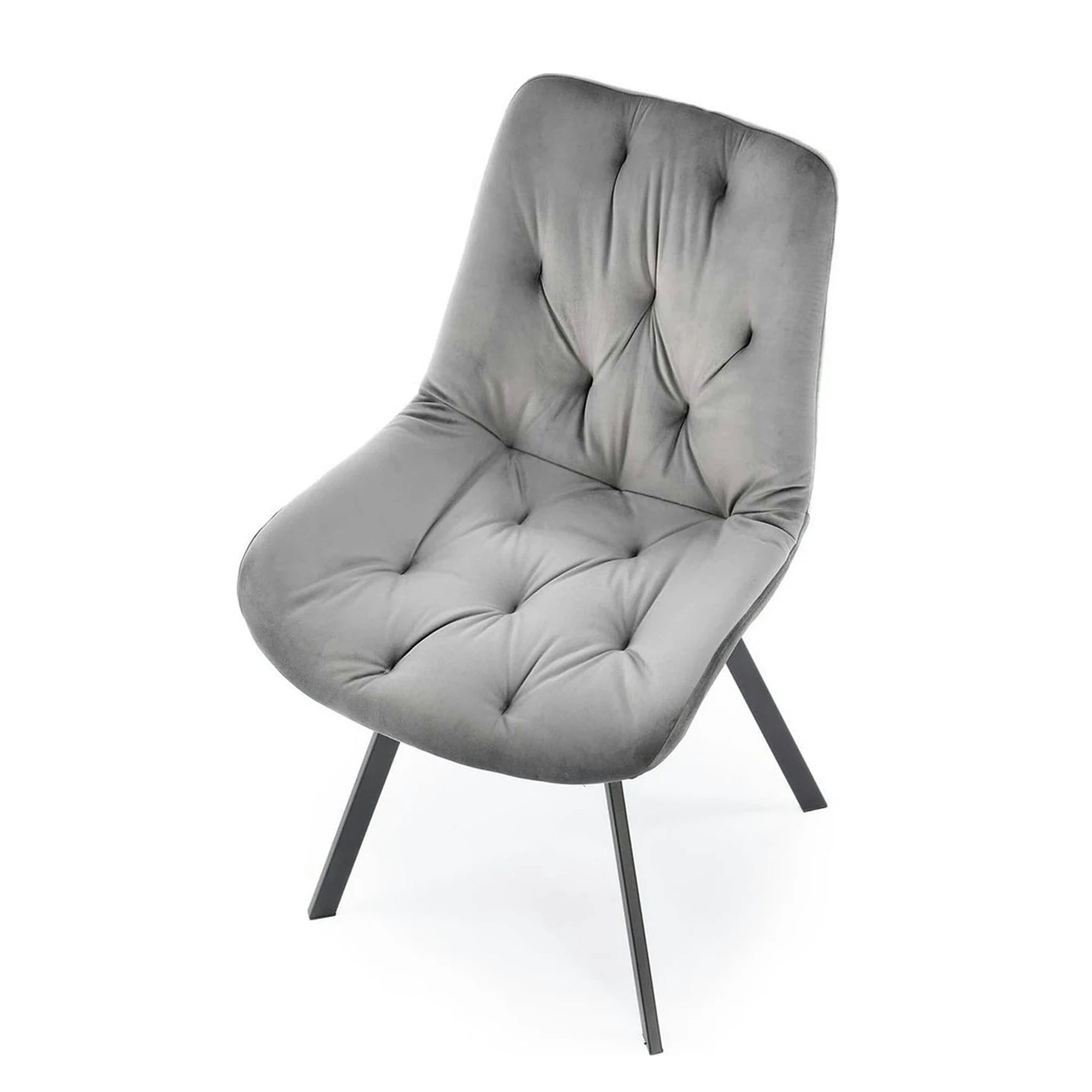 Scaun pivotant K519, gri, stofa catifelata/metal, 54x63x86 cm