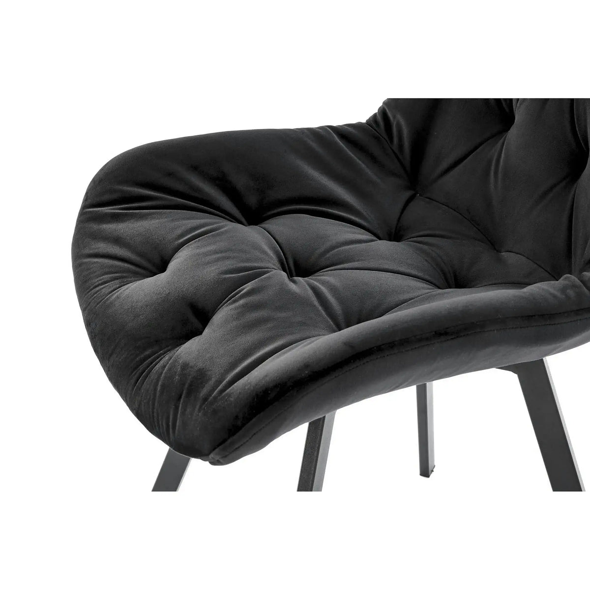 Scaun pivotant K519, negru, stofa catifelata/metal, 54x63x86 cm