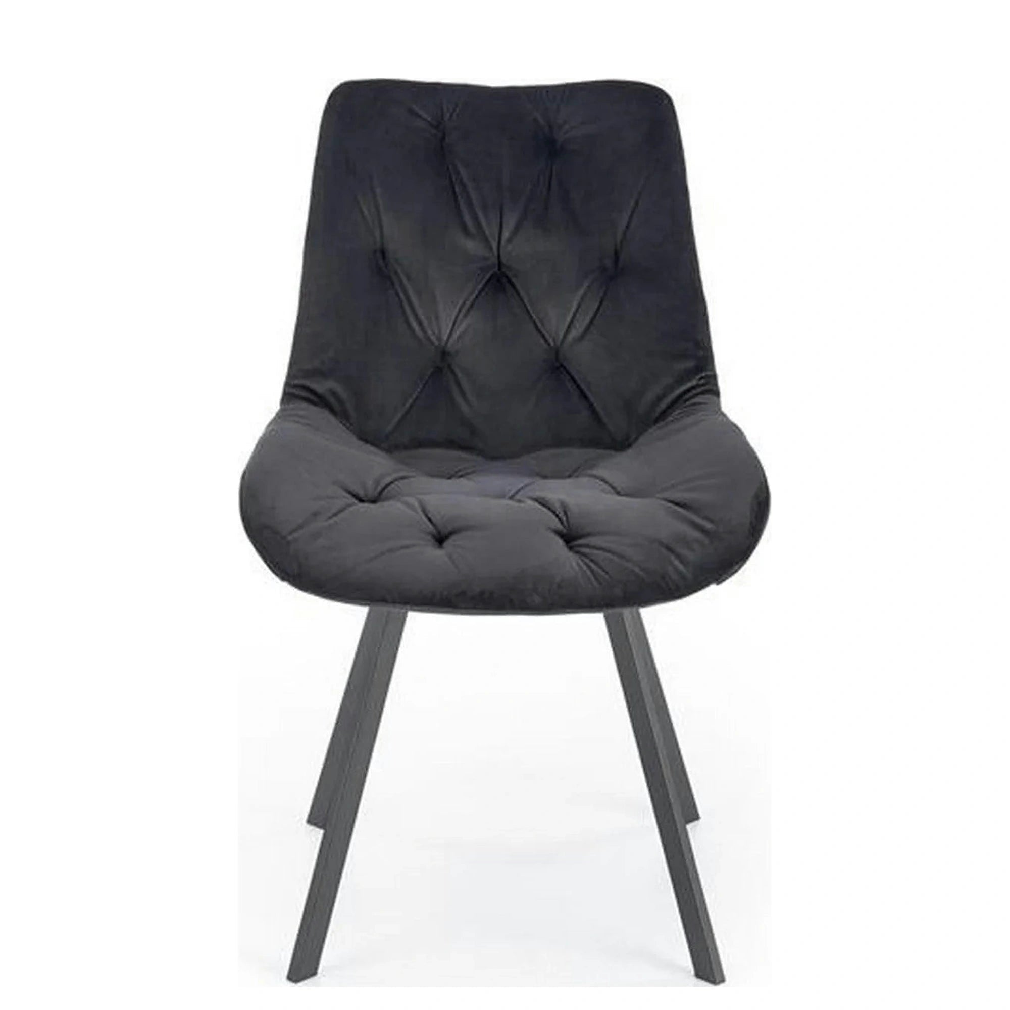 Scaun pivotant K519, negru, stofa catifelata/metal, 54x63x86 cm