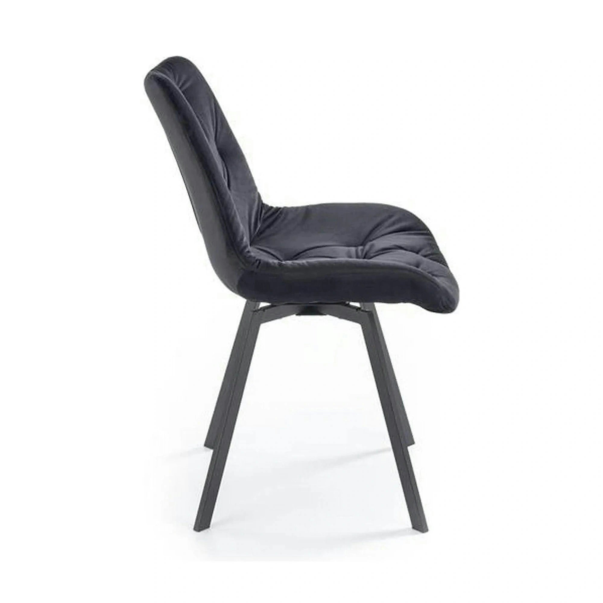 Scaun pivotant K519, negru, stofa catifelata/metal, 54x63x86 cm