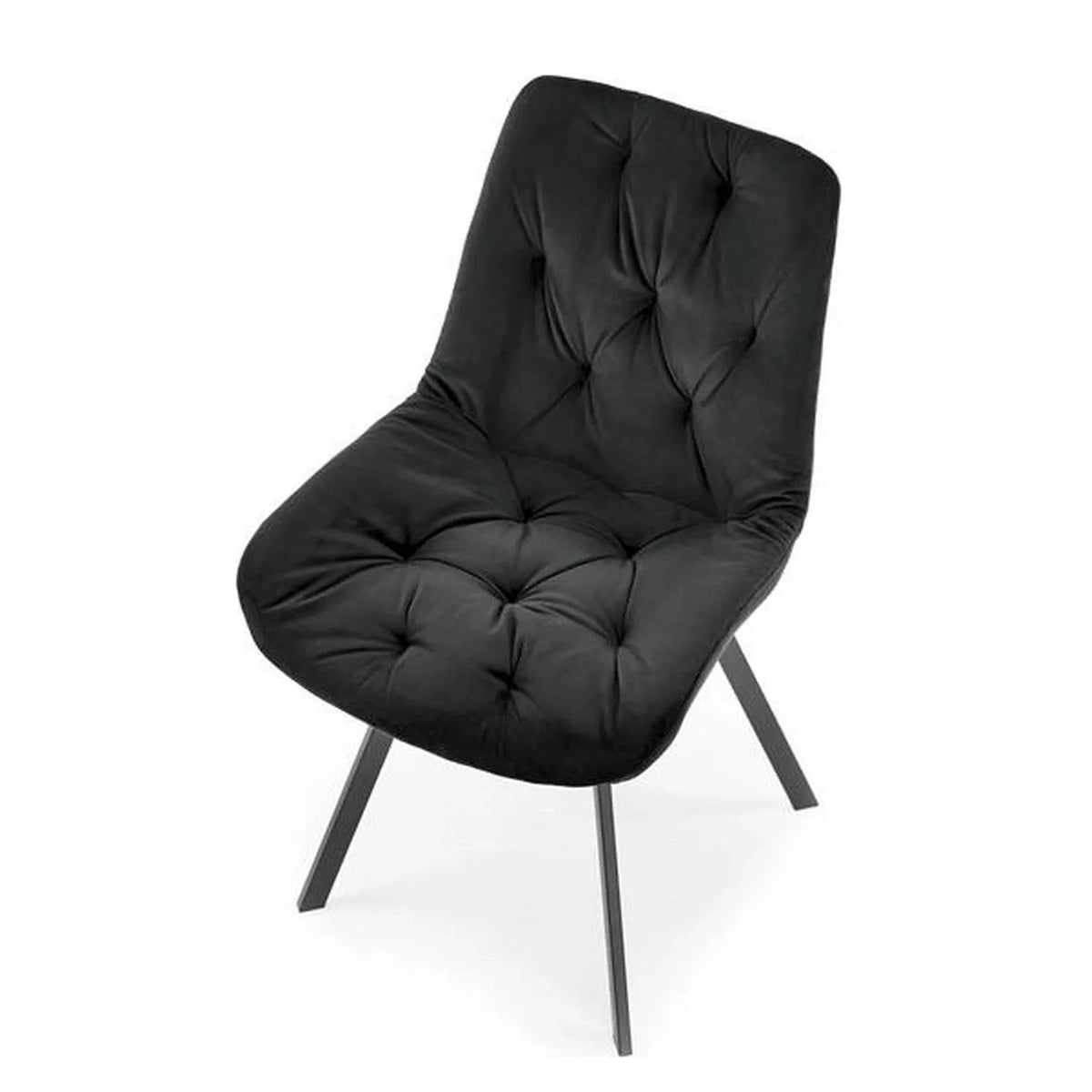 Scaun pivotant K519, negru, stofa catifelata/metal, 54x63x86 cm