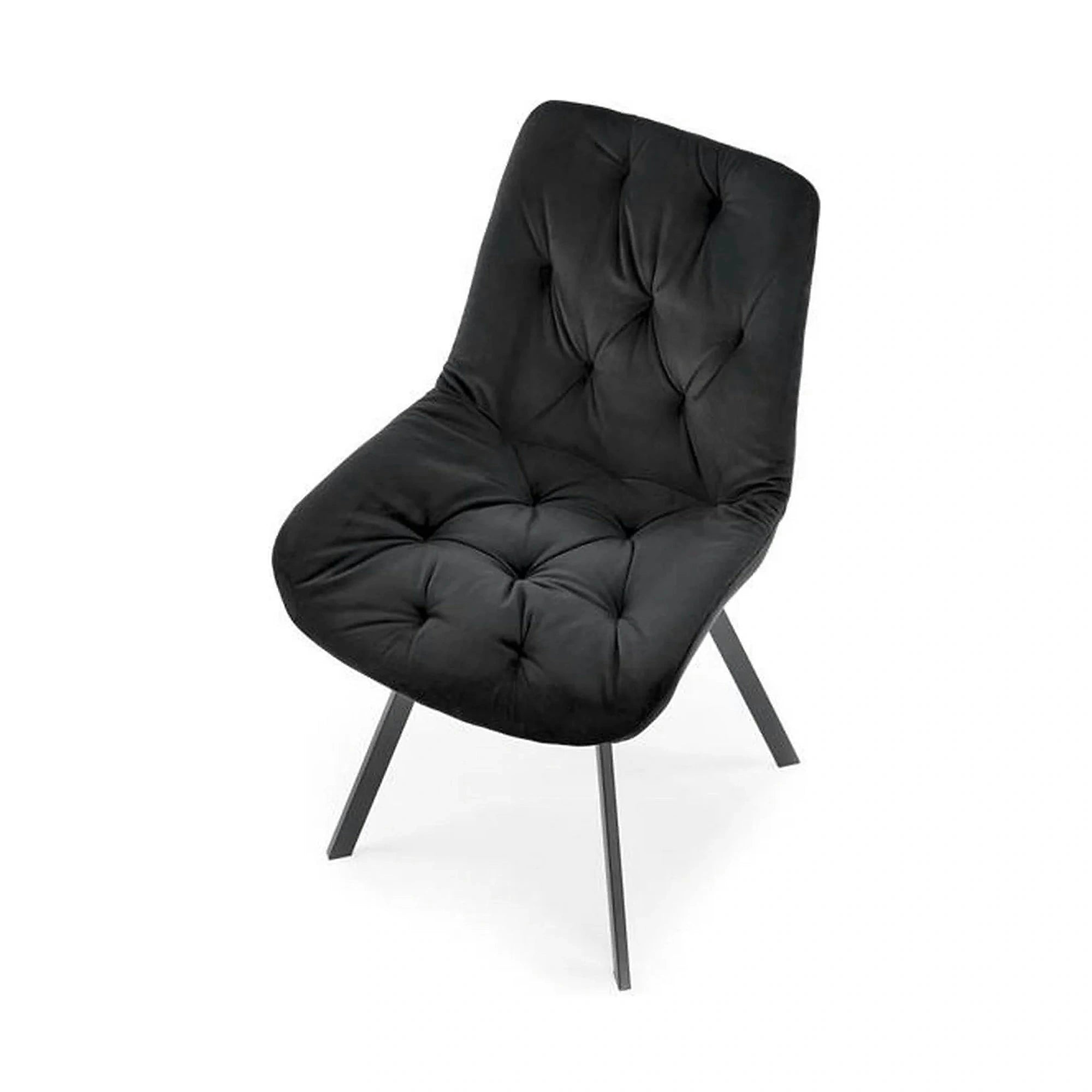 Scaun pivotant K519, negru, stofa catifelata/metal, 54x63x86 cm