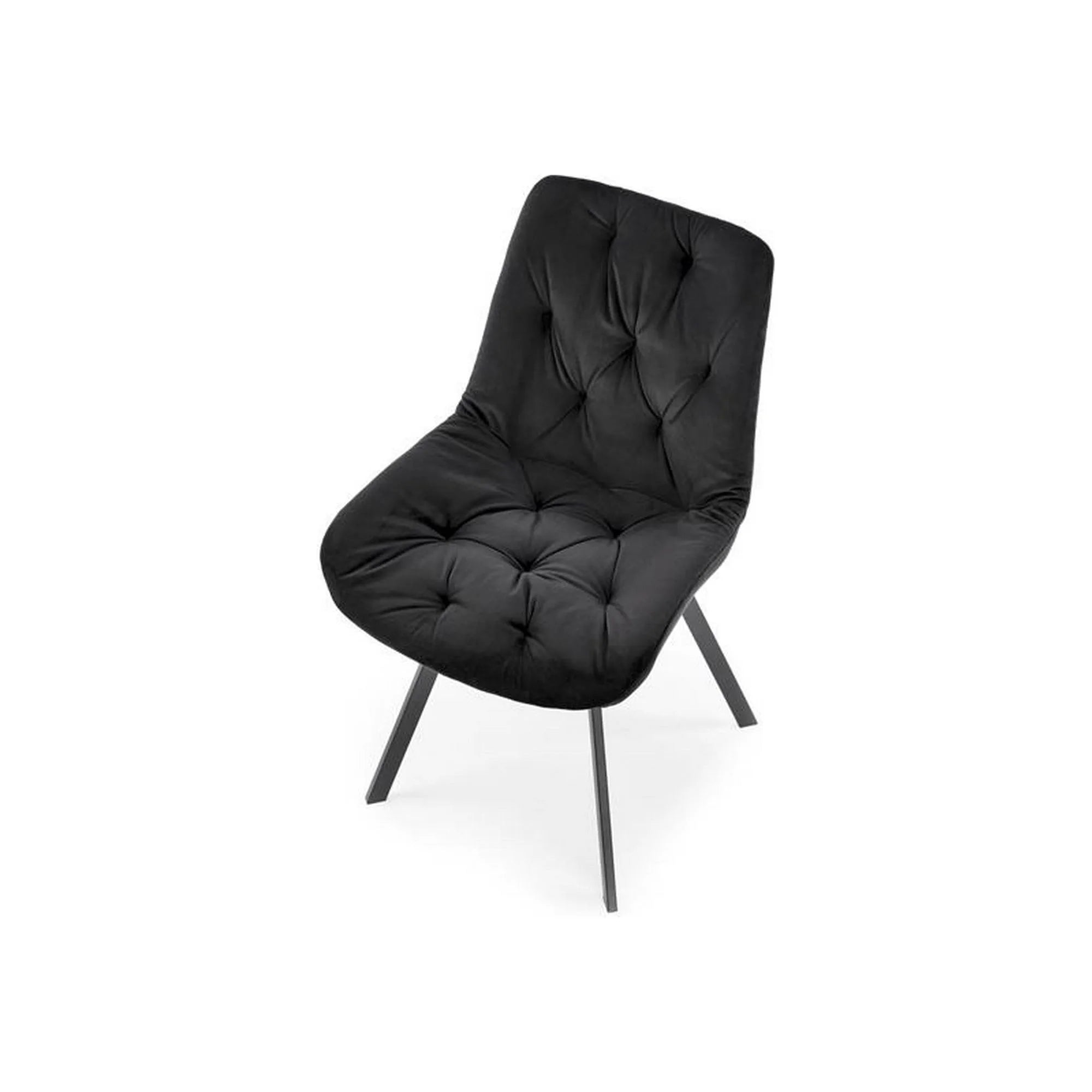 Scaun pivotant K519, negru, stofa catifelata/metal, 54x63x86 cm