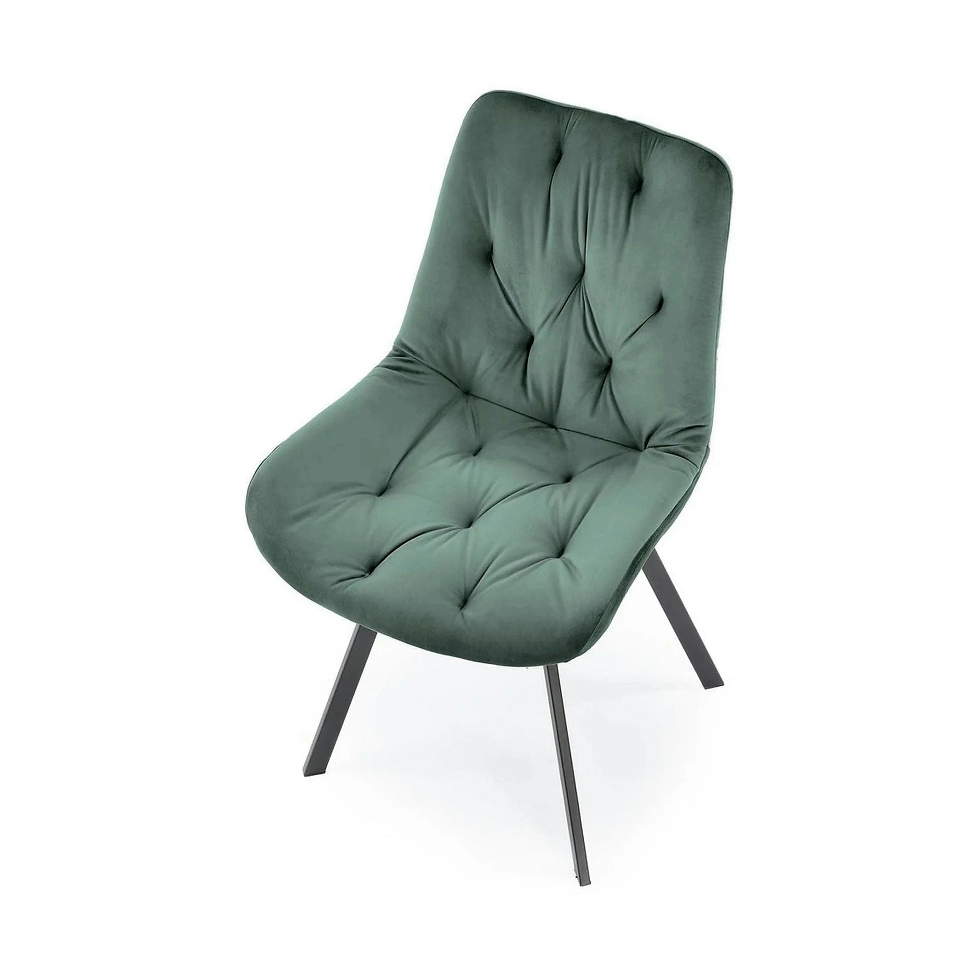 Scaun pivotant K519, verde inchis, stofa catifelata/metal, 54x63x86 cm