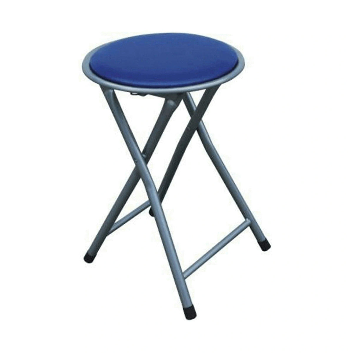 Scaun pliabil IRMA, albastru/argintiu, metal/piele ecologica, 30x45 cm