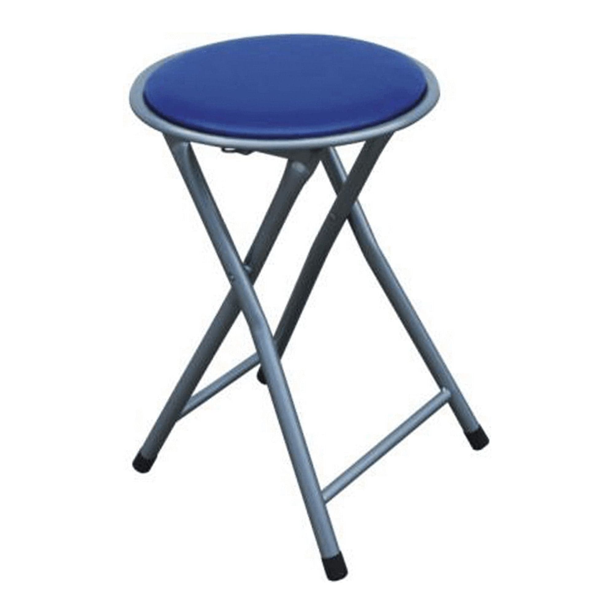 Scaun pliabil IRMA, albastru/argintiu, metal/piele ecologica, 30x45 cm