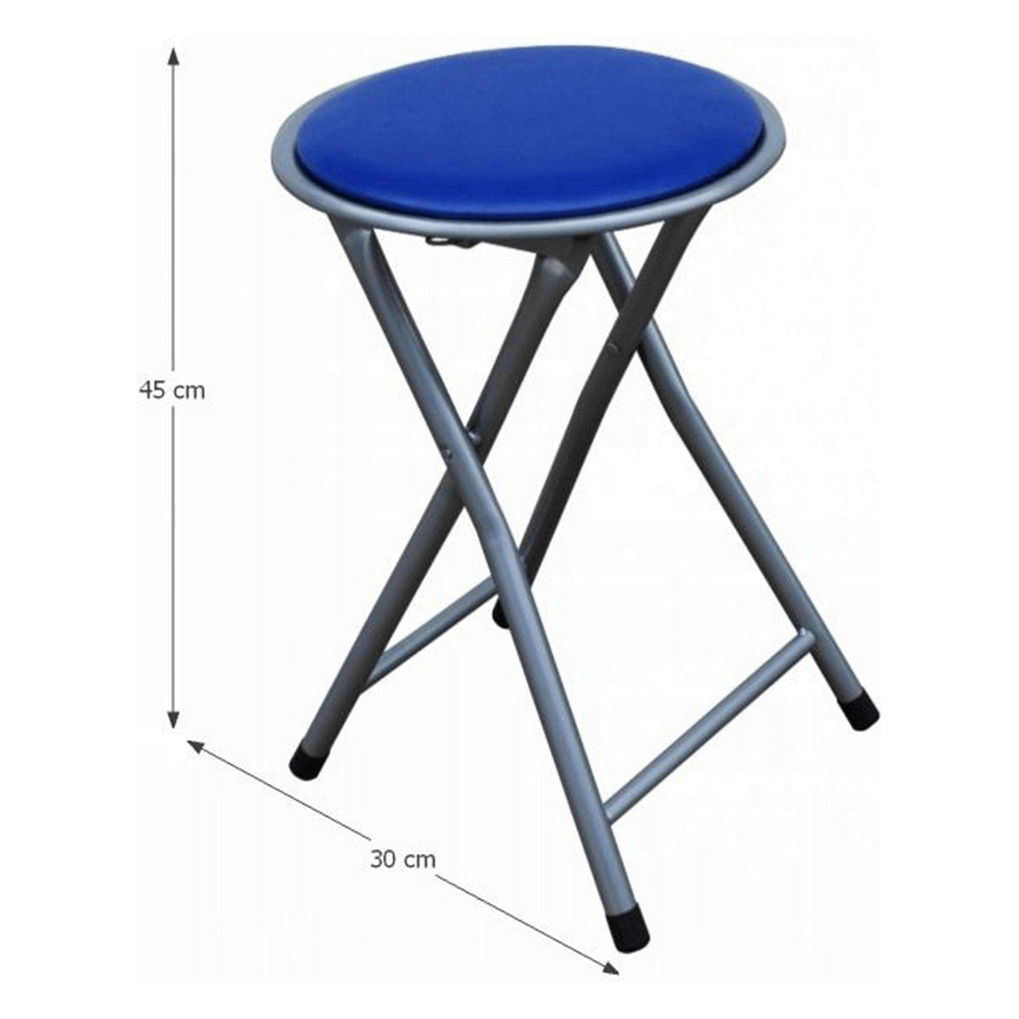 Scaun pliabil IRMA, albastru/argintiu, metal/piele ecologica, 30x45 cm