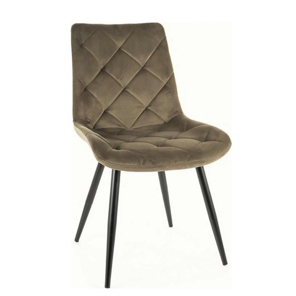 Scaun RALPH, verde olive/negru, stofa catifelata/metal, 51x42x88 cm