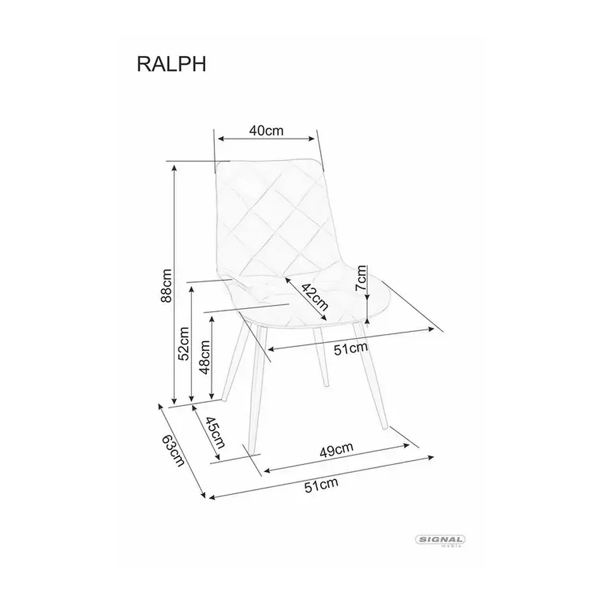 Scaun RALPH, verde olive/negru, stofa catifelata/metal, 51x42x88 cm
