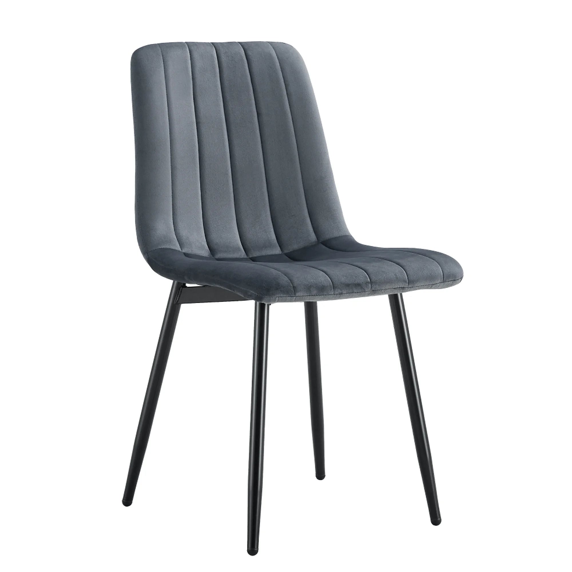 Scaun RAMITA TIP 1, gri inchis/negru, stofa catifelata/metal, 45x57x86 cm