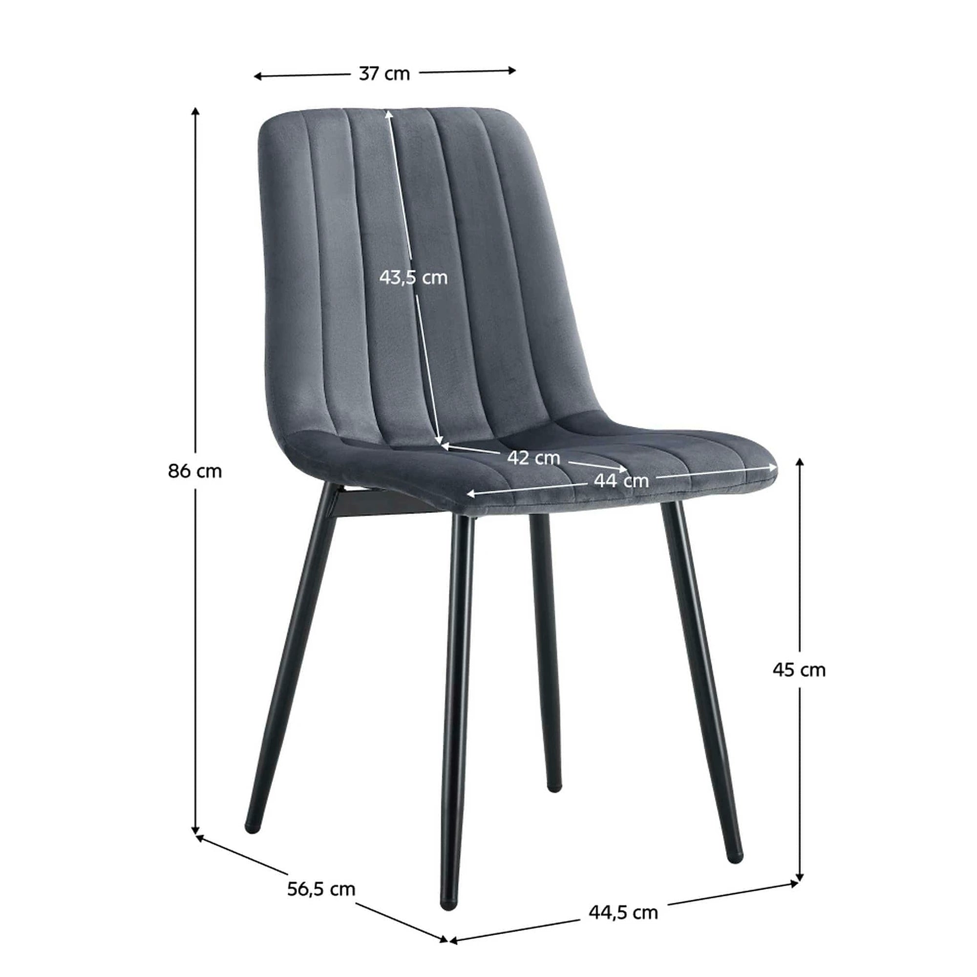 Scaun RAMITA TIP 1, gri inchis/negru, stofa catifelata/metal, 45x57x86 cm
