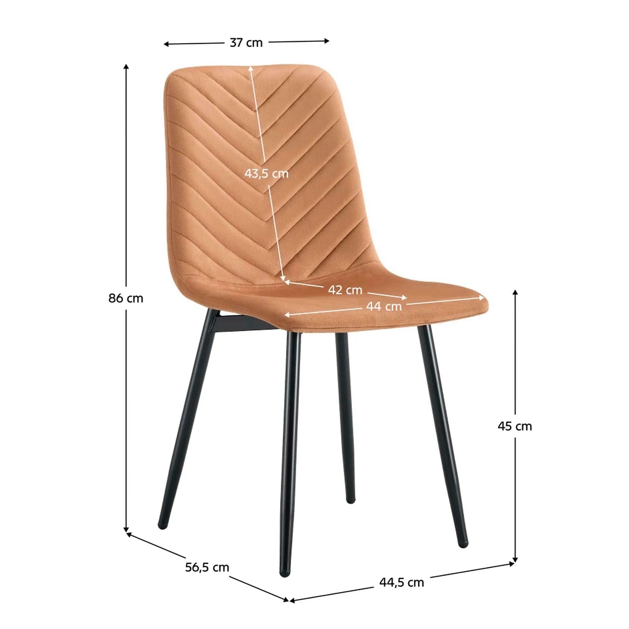 Scaun RAMITA TIP 2, caramiziu deschis/negru, stofa catifelata/metal, 45x57x86 cm