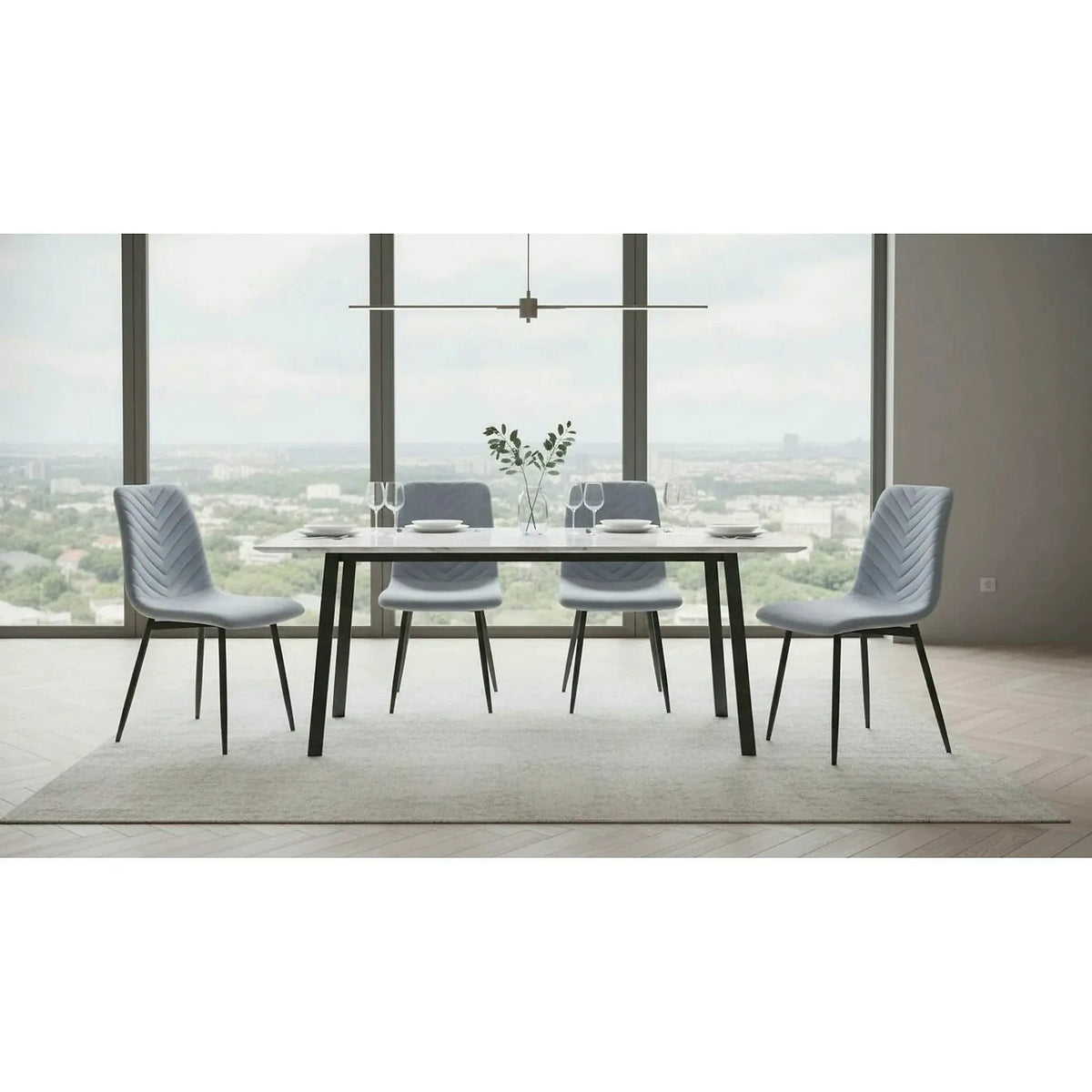Scaun RAMITA TIP 2, gri deschis/negru, stofa catifelata/metal, 45x57x86 cm