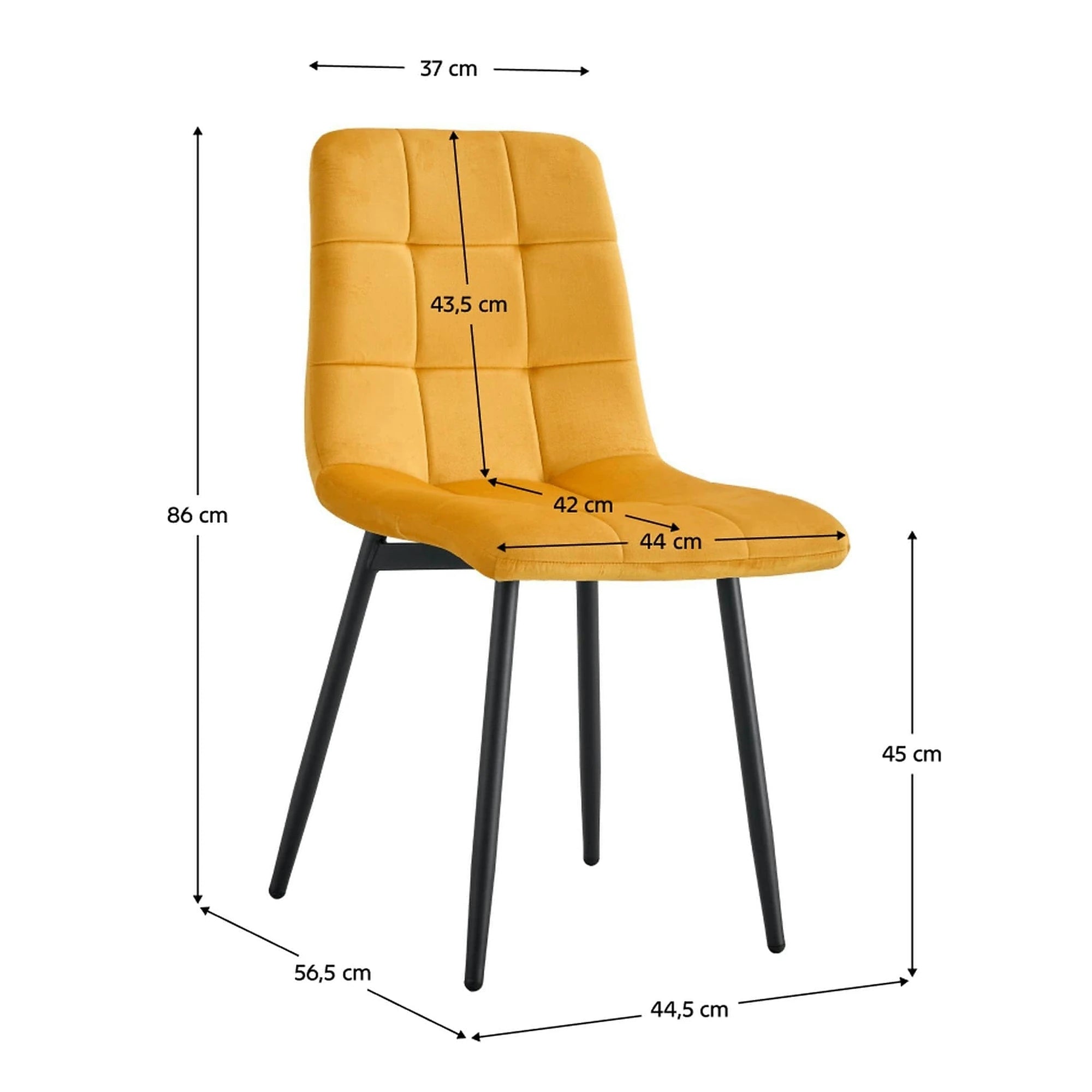 Scaun RAMITA TIP 3, galben/negru, stofa catifelata/metal, 45x57x86 cm