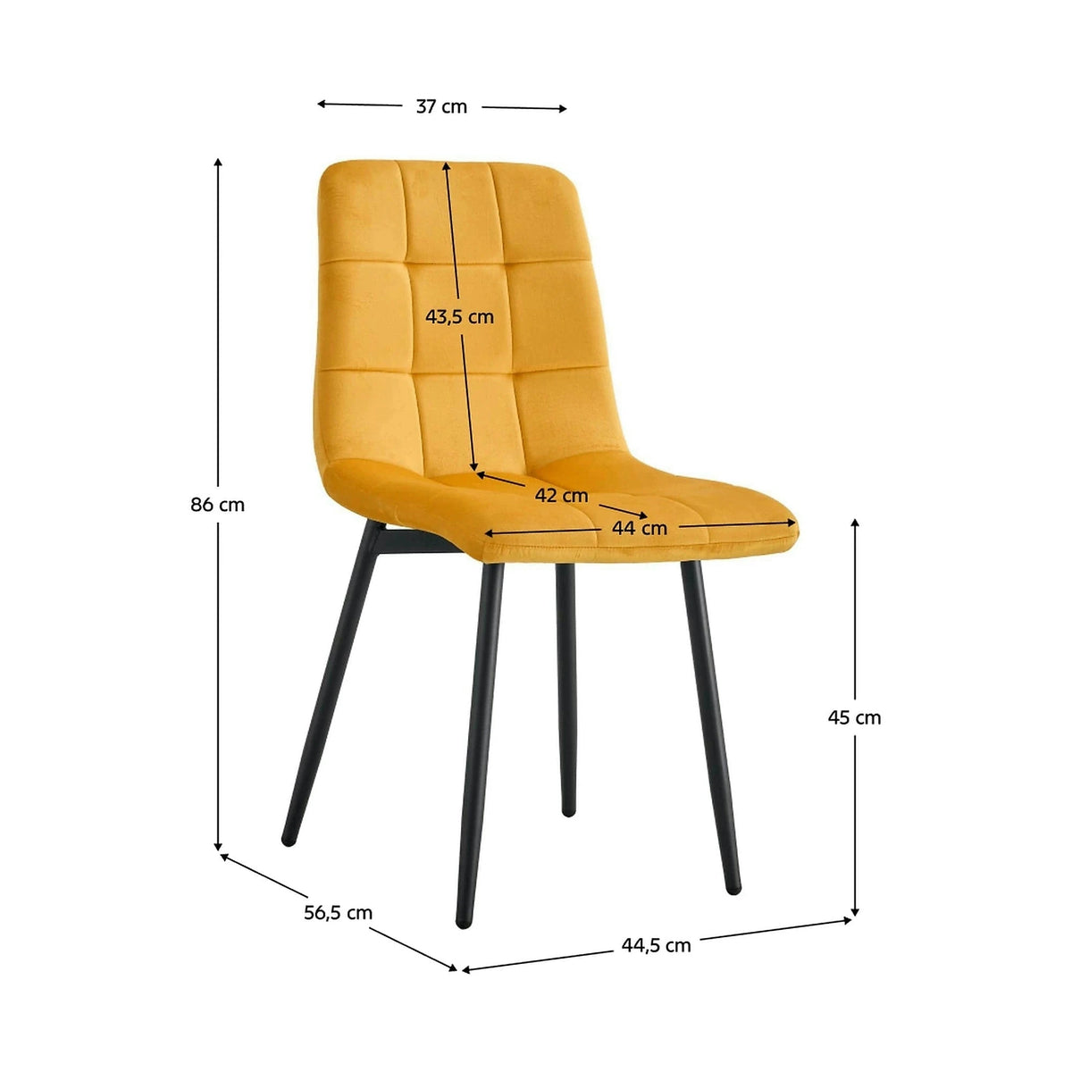Scaun RAMITA TIP 3, galben/negru, stofa catifelata/metal, 45x57x86 cm