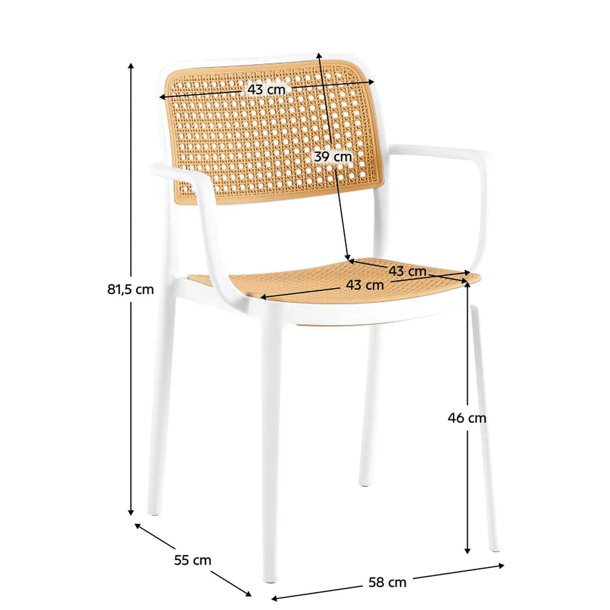 Scaun RAVID TIP 2, bej/alb, plastic, 58x55x82 cm