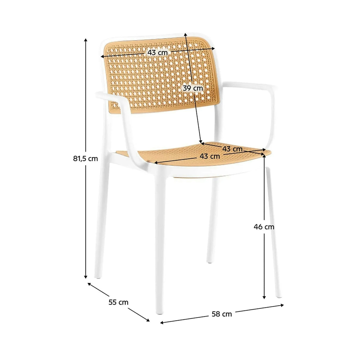 Scaun RAVID TIP 2, bej/alb, plastic, 58x55x82 cm