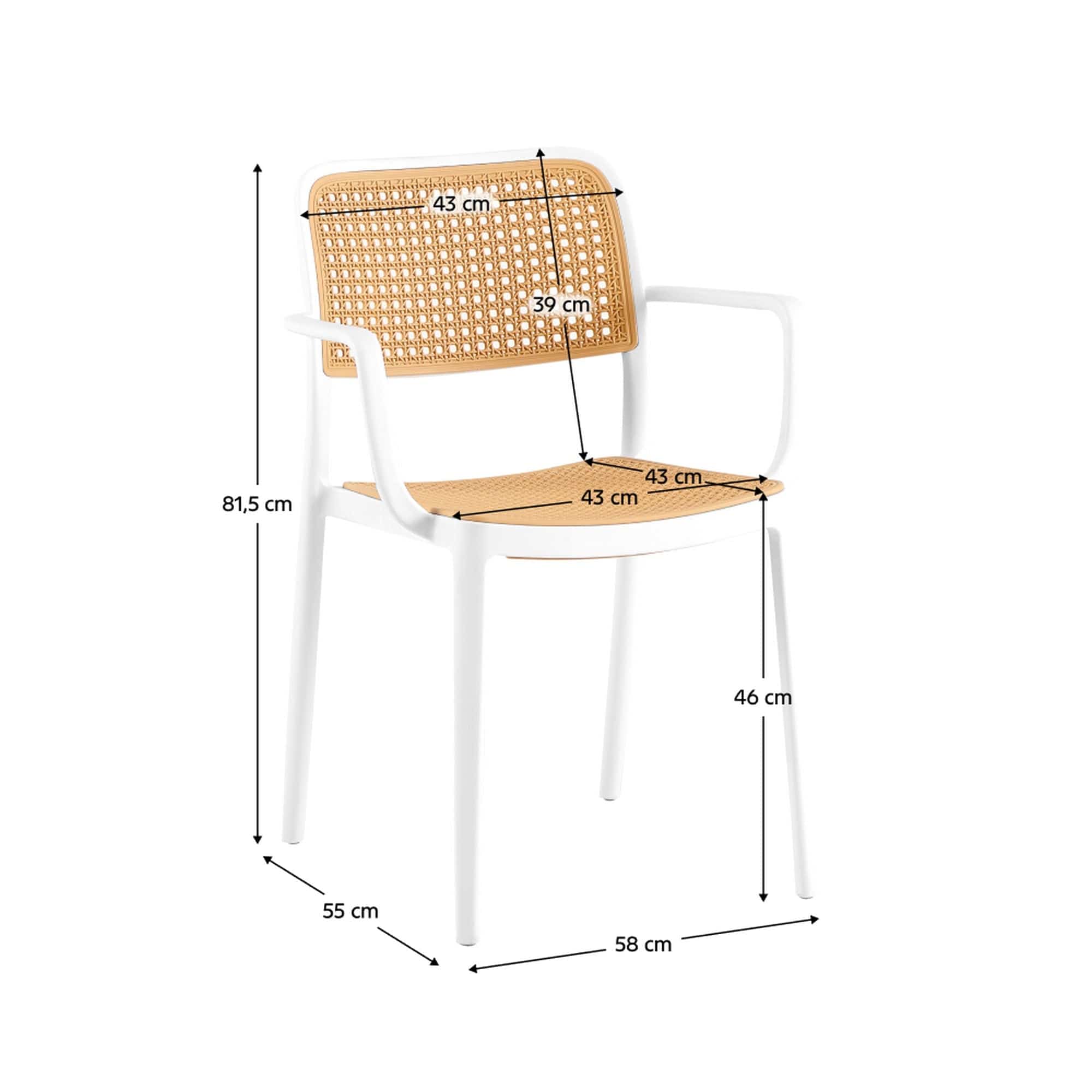 Scaun RAVID TIP 2, bej/alb, plastic, 58x55x82 cm